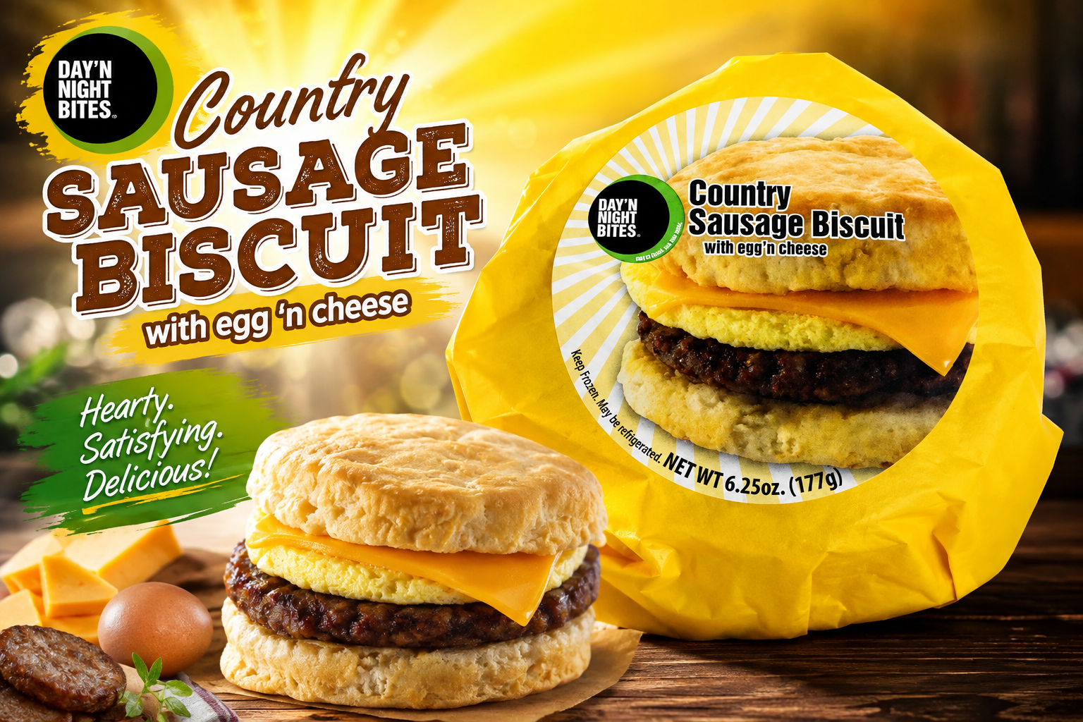 FN Day N Night Bites Individually Wrapped Sausage Egg And Cheese Biscuit 6.25OZ 1CT (C12) product image