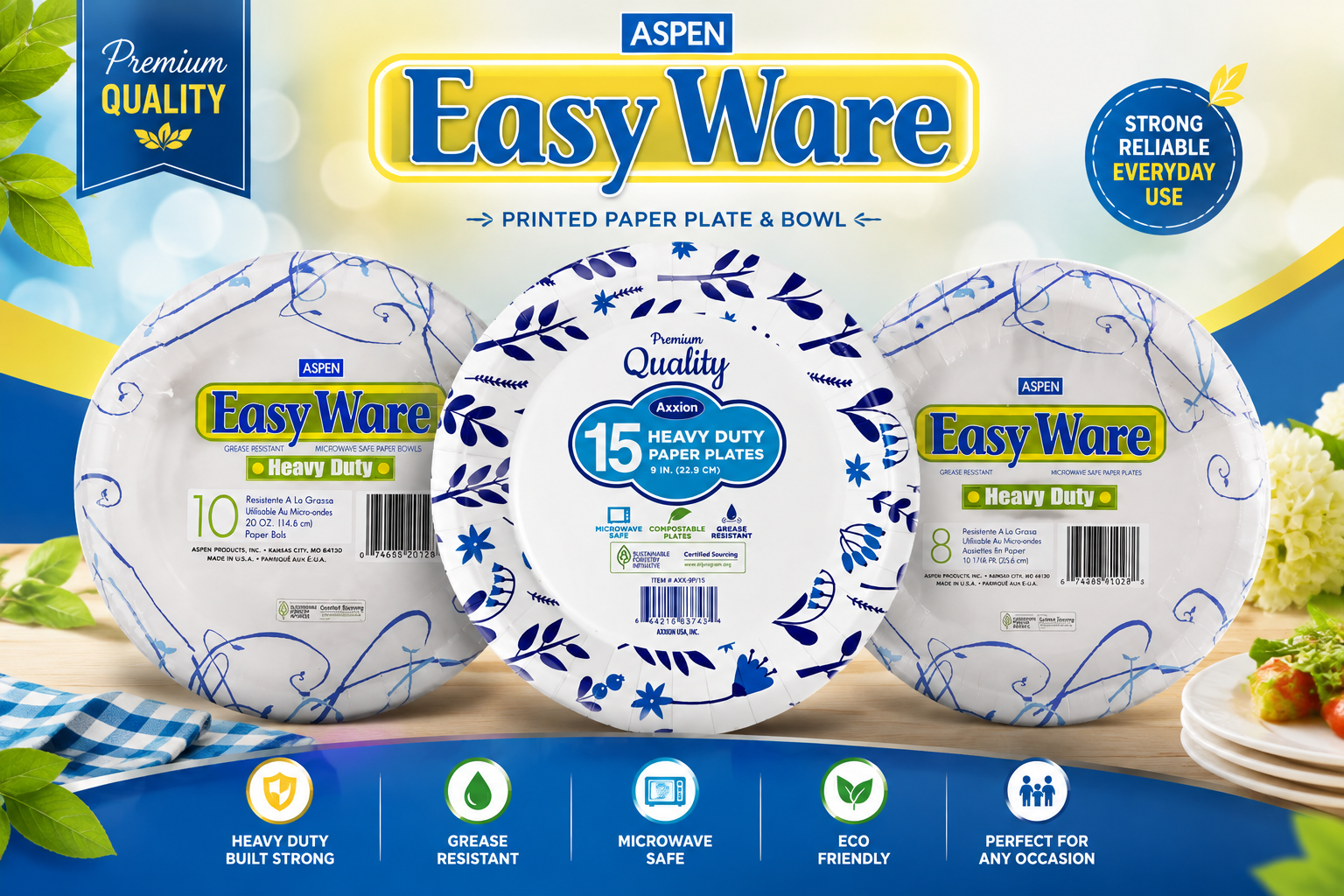 Aspen Easy Ware Printed Paper Plate & Bowl (C16) product image