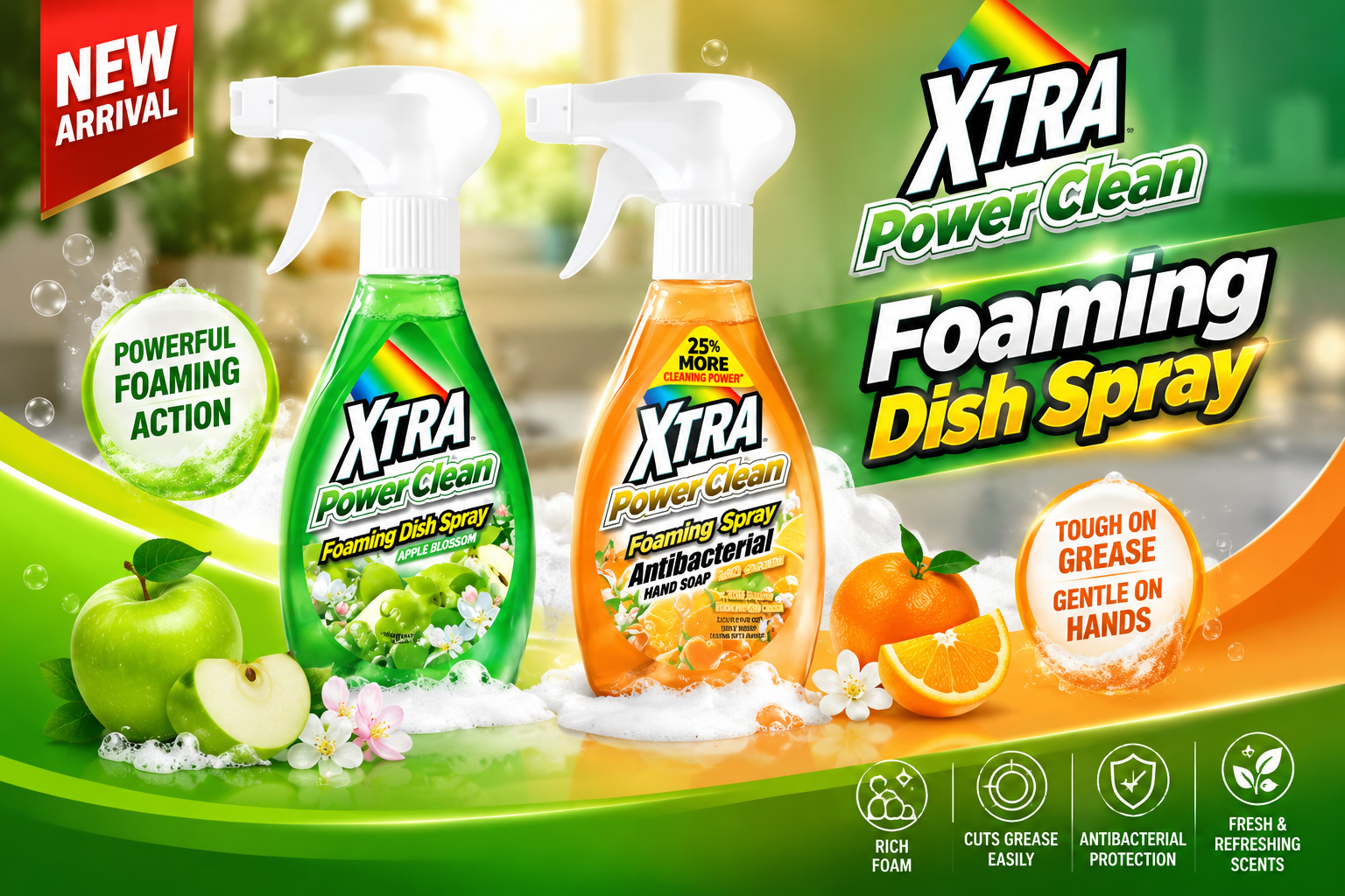 Xtra Power Clean Foaming Dish Spray 13.5OZ 1CT (C12) product image