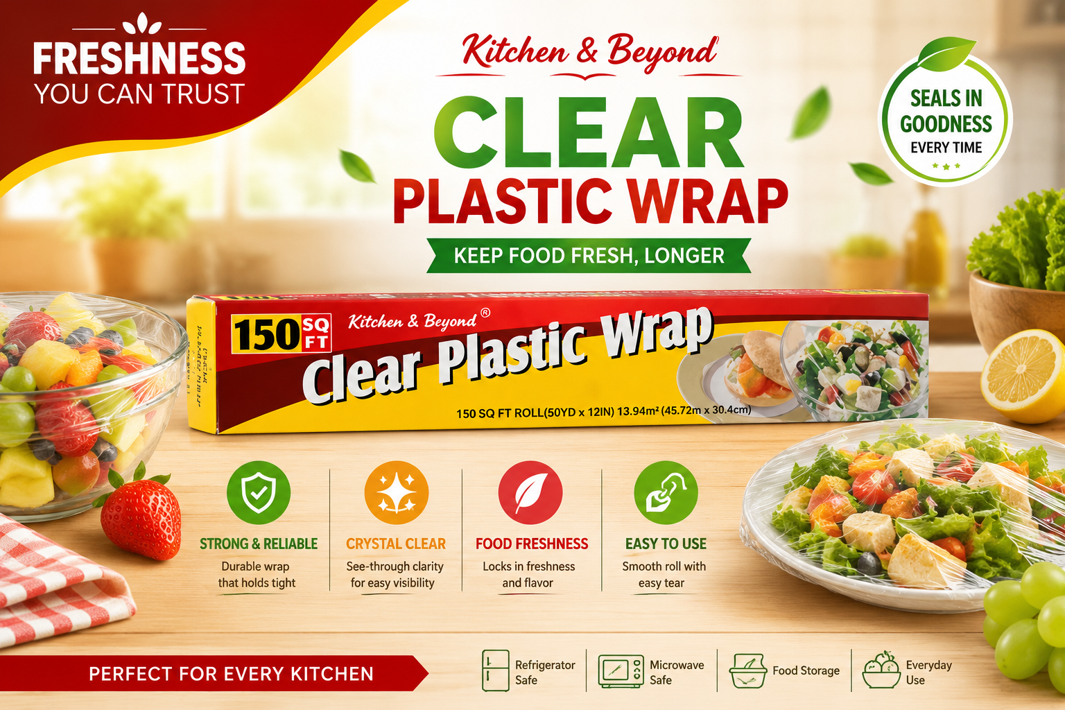 Kitchen Beyond Clear Plastic Wrap 150FT 1CT (C24) product image