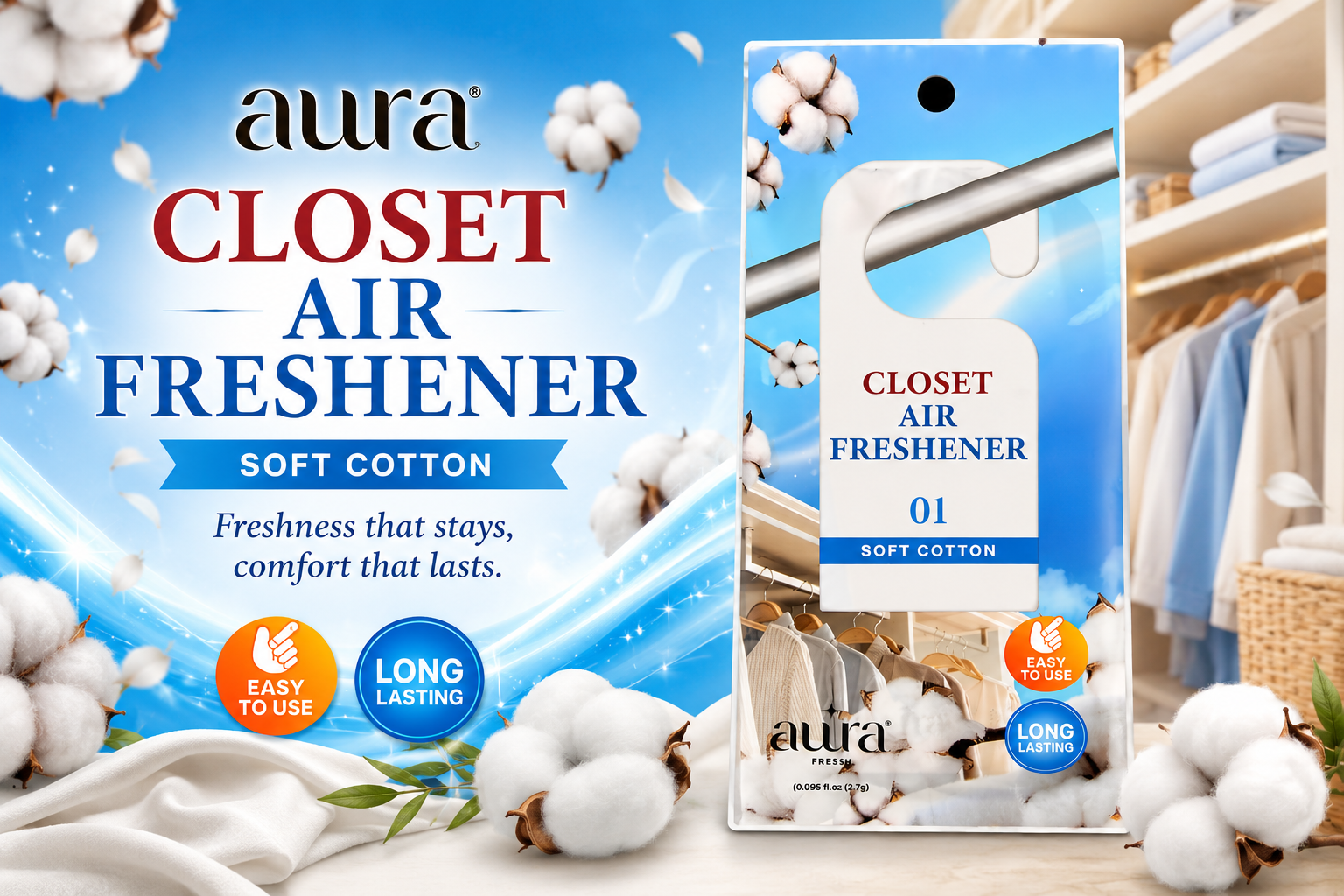 Aura Fresh Closet Airfreshener Soft Cotton 1CT (C30) product image