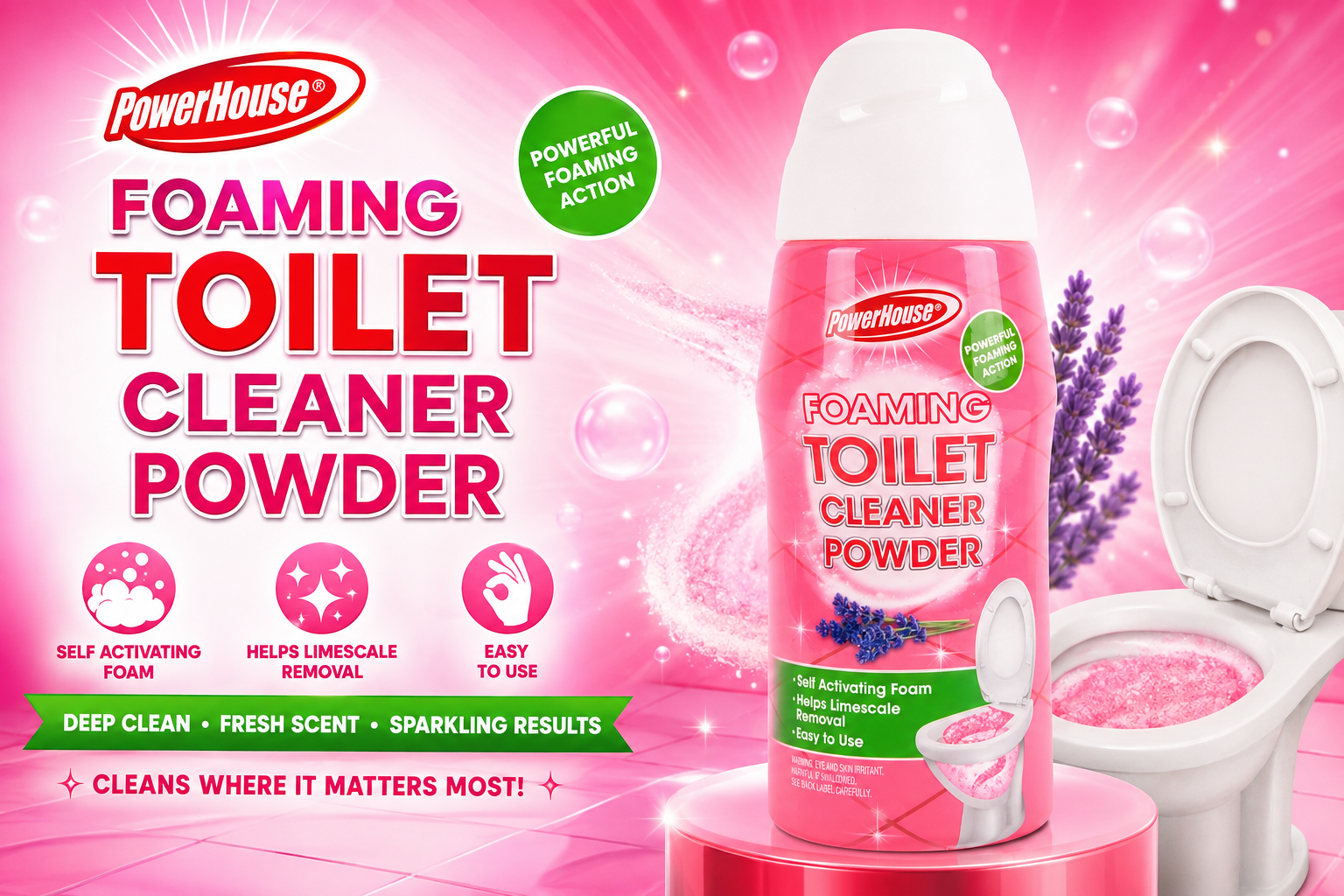 Powerhouse Foaming Toilet Cleaner Powder 10.6OZ 1CT (C12) product image