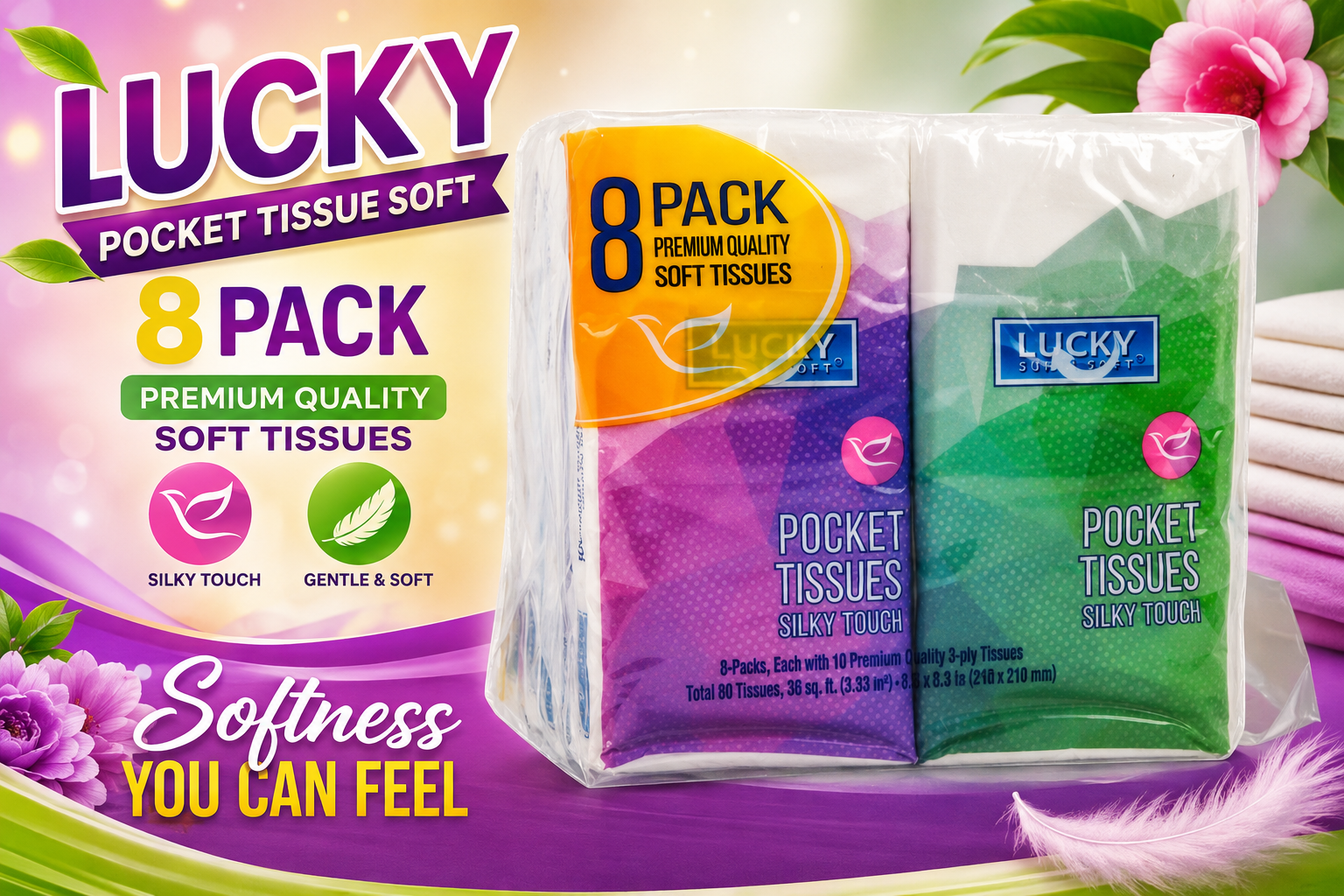 Lucky Pocket Tissue Soft 8/Pk 1CT (C24) product image