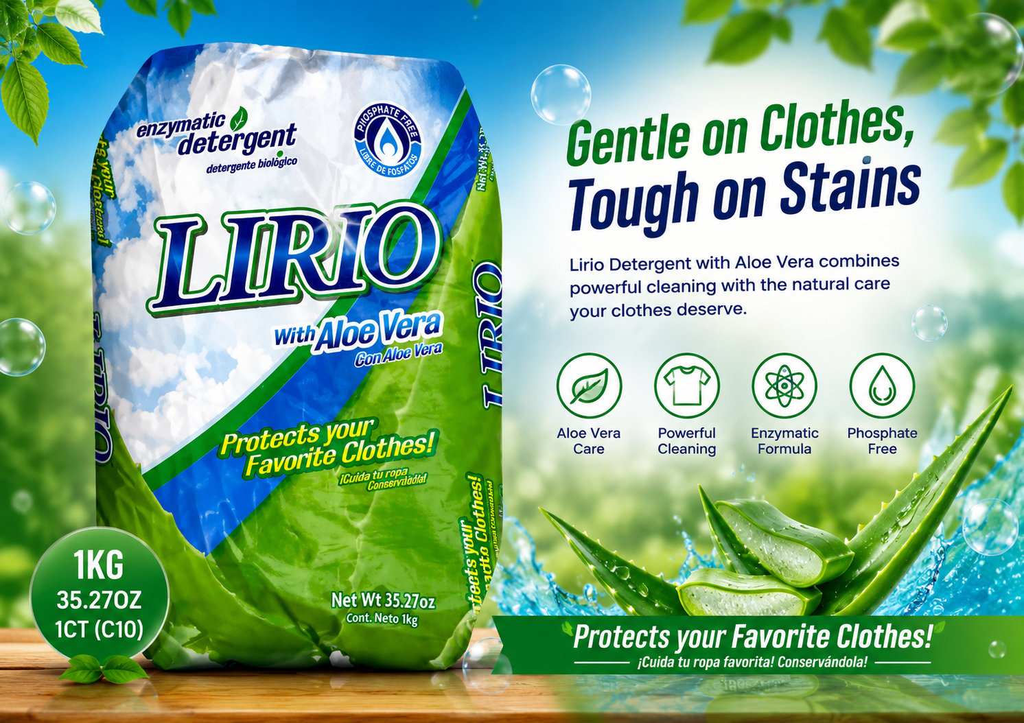 Lirio Detergent W/Aloe Vera 35.27OZ 1KG 1CT (C10) product image