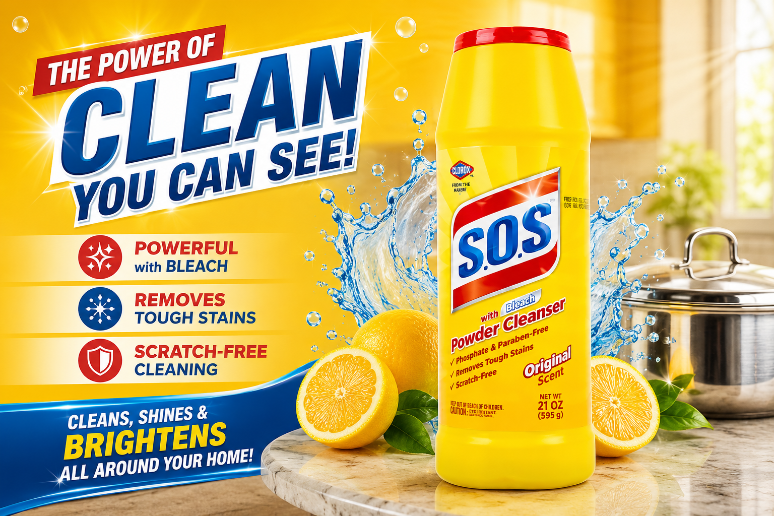 S.O.S Powder Cleanser W/Bleach Original 21OZ 1CT (C12) product image