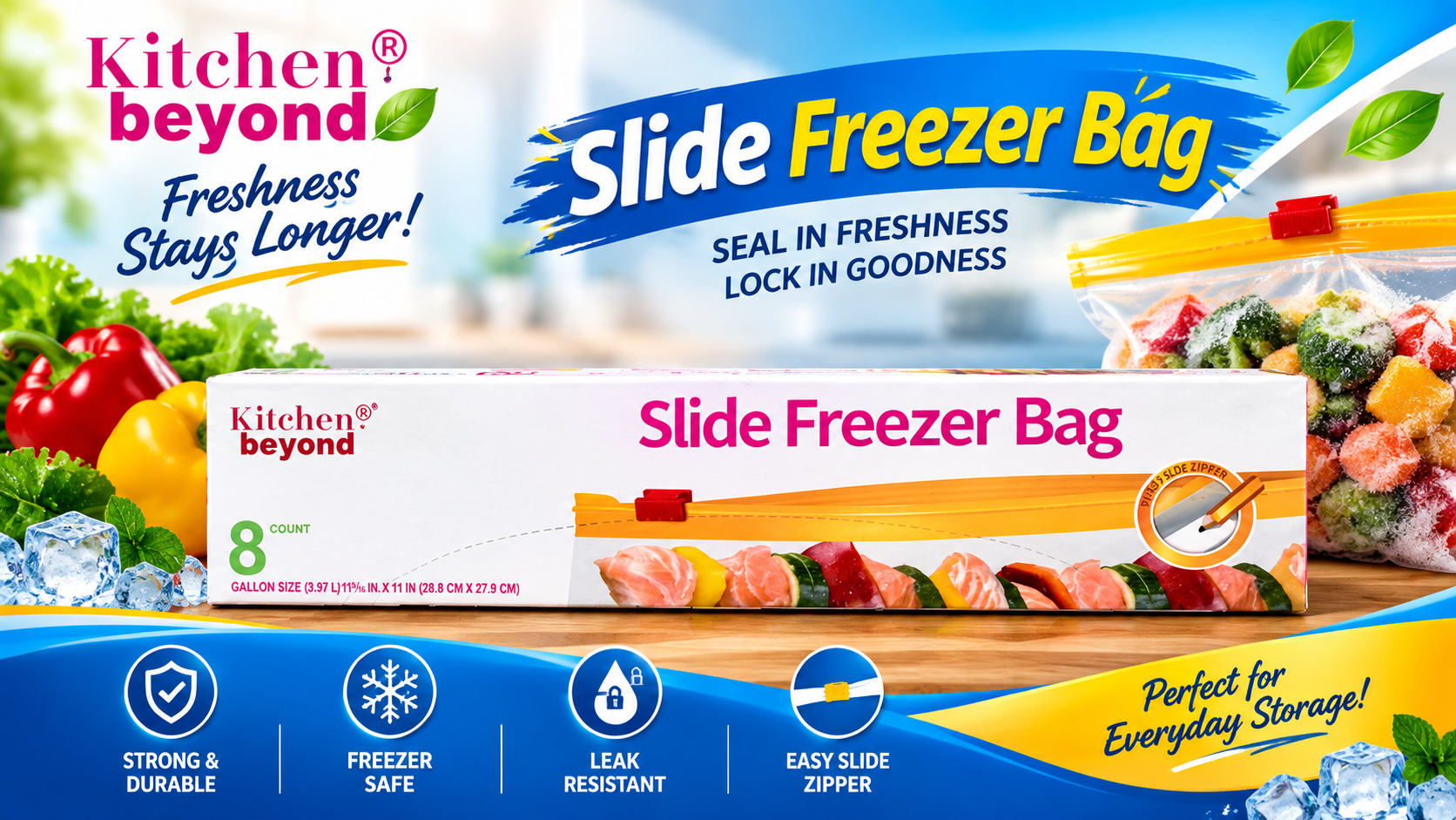 Kitchen Beyond Sliced Freezer Bag 1Gallon 8CT (C24) product image