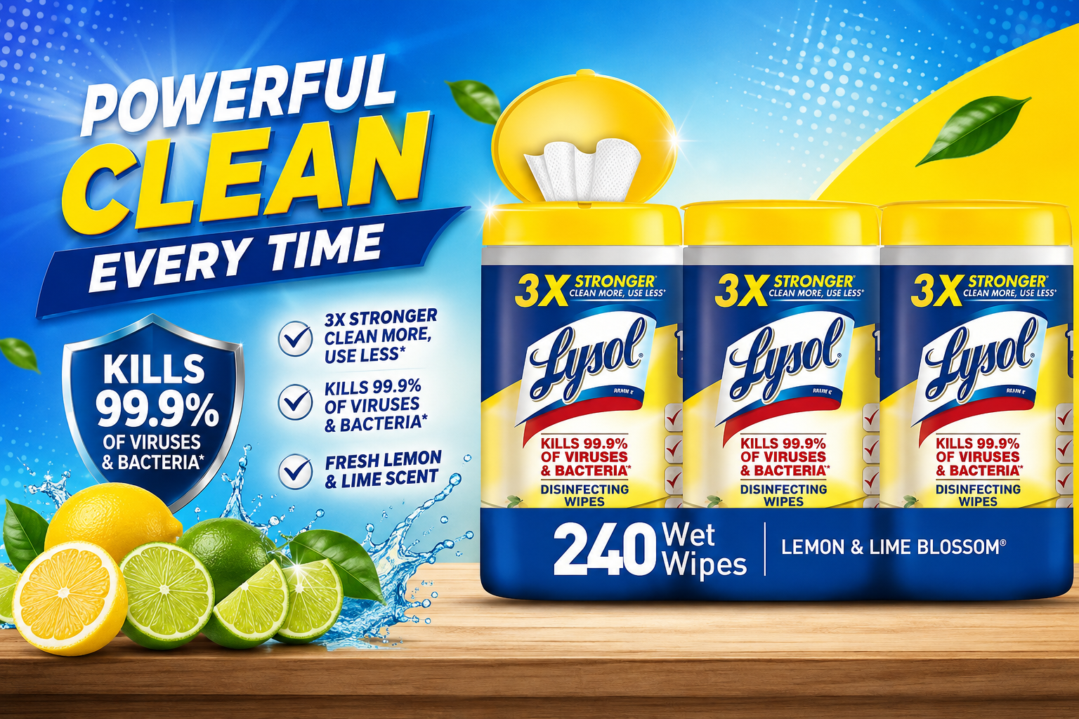 Lysol Disinfecting Wipes Lemon & Lime 3/Pk (C4) product image