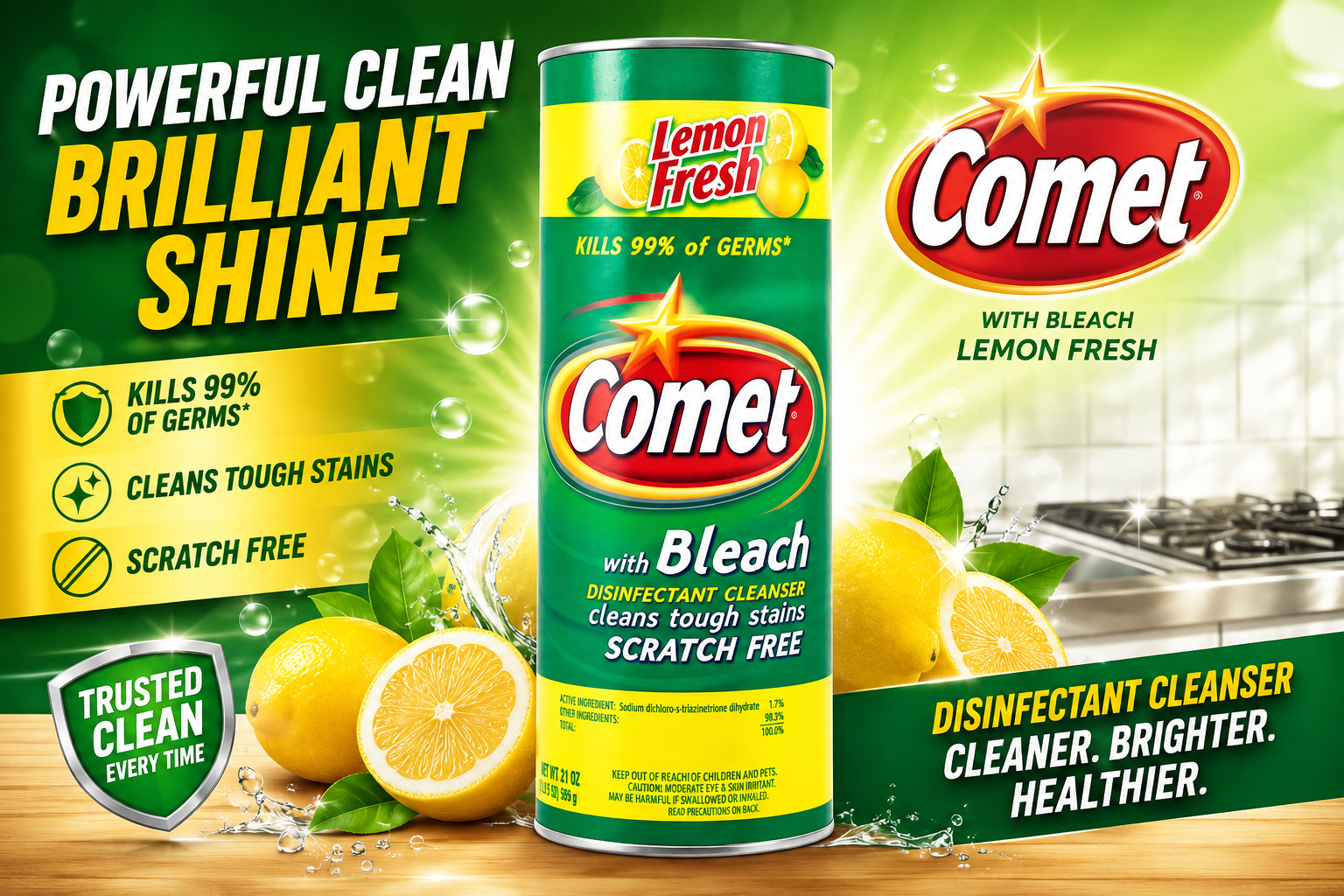 Comet With Bleach Lemon Fresh 21OZ 1CT (C12) product image