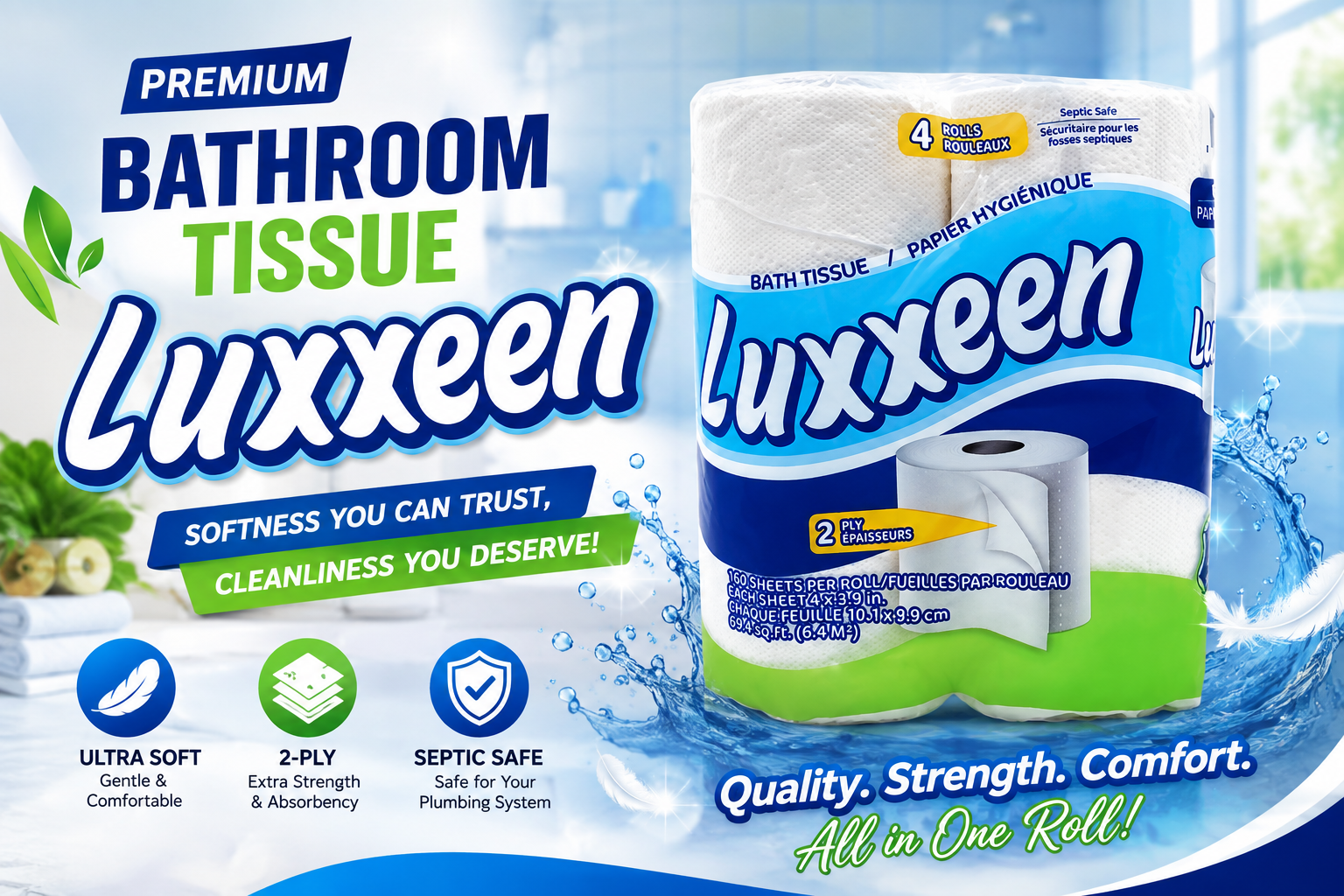 Bathroom Tissue Luxxeen 4/PK 1CT (C30) product image