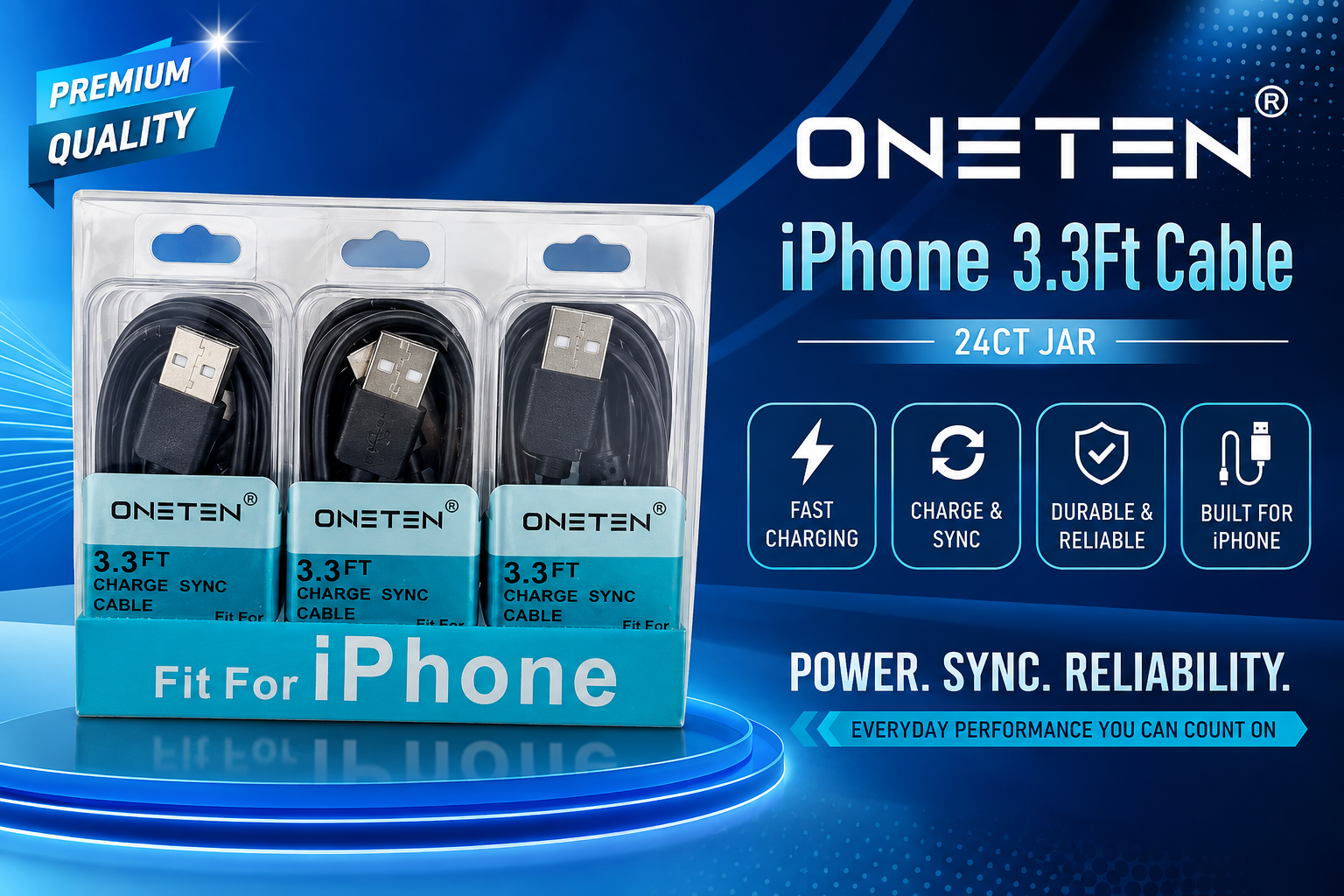Oneten Iphone 3.3Ft Cable 24CT Jar product image