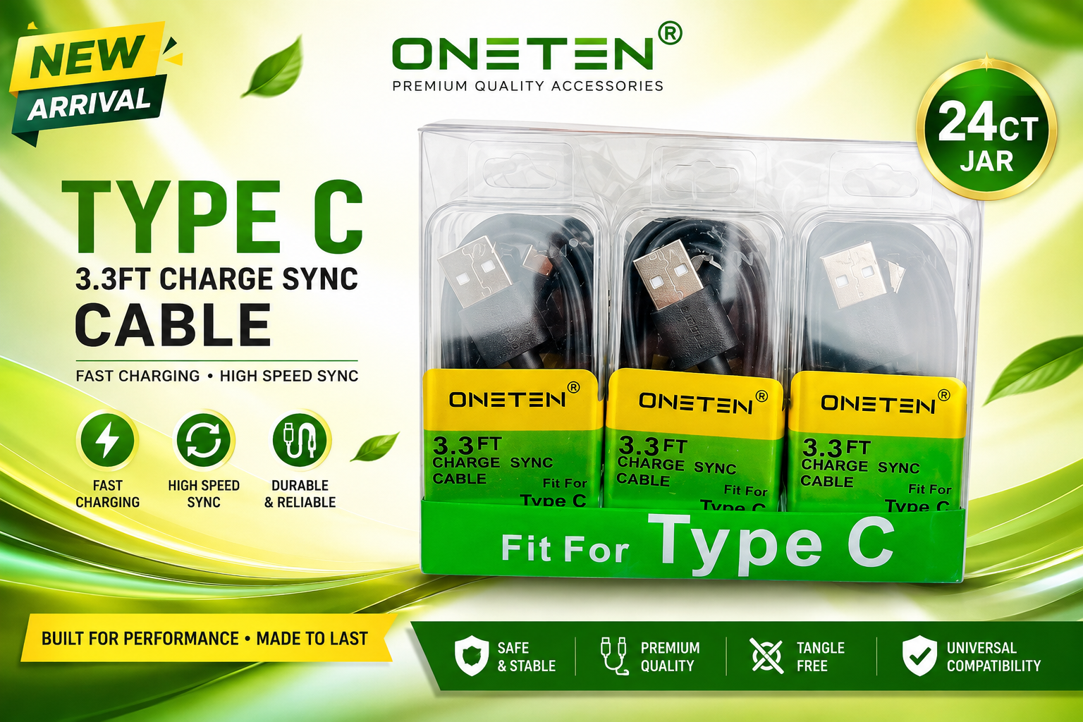 Oneten Type C 3.3Ft Cable Jar 24CT product image