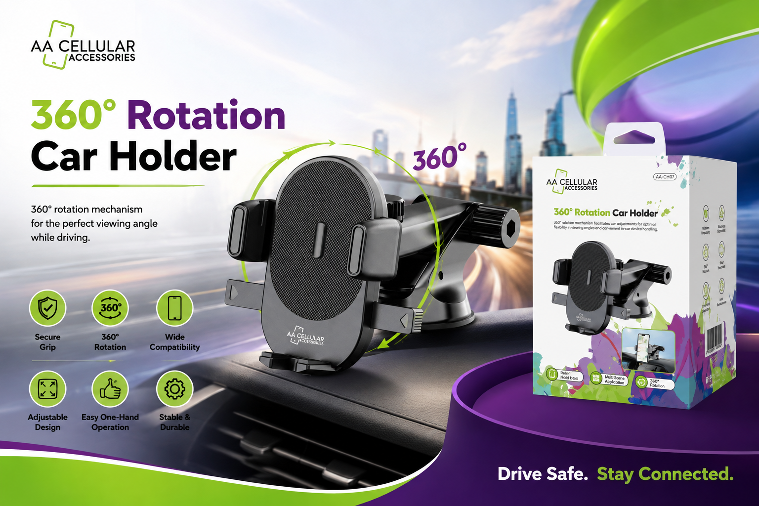Aa Cellular 360° Rotation Car Phone Holder 1CT (B10) product image