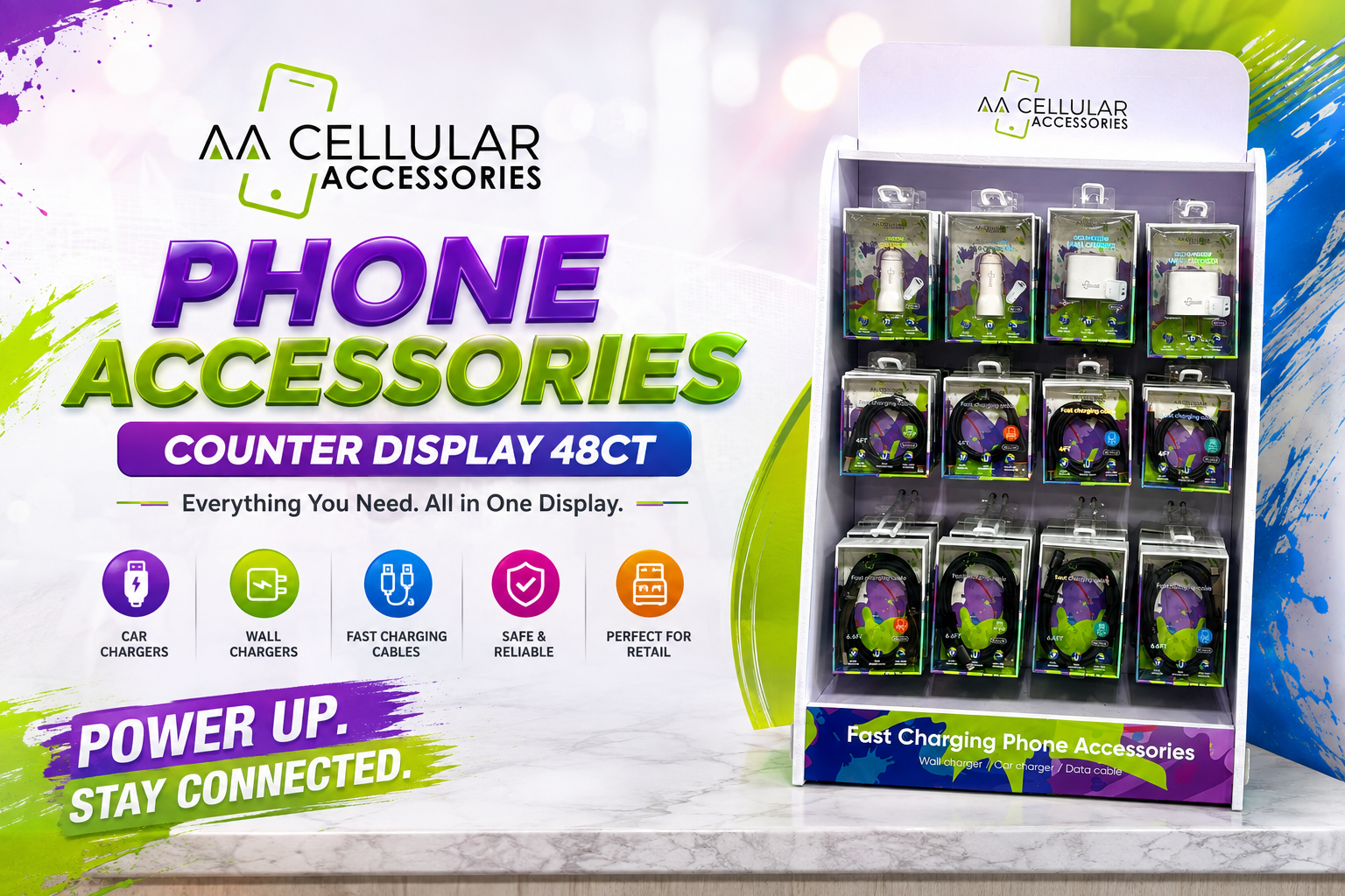 Aa Cellular Phone Accessories Counter Display 48CT  product image