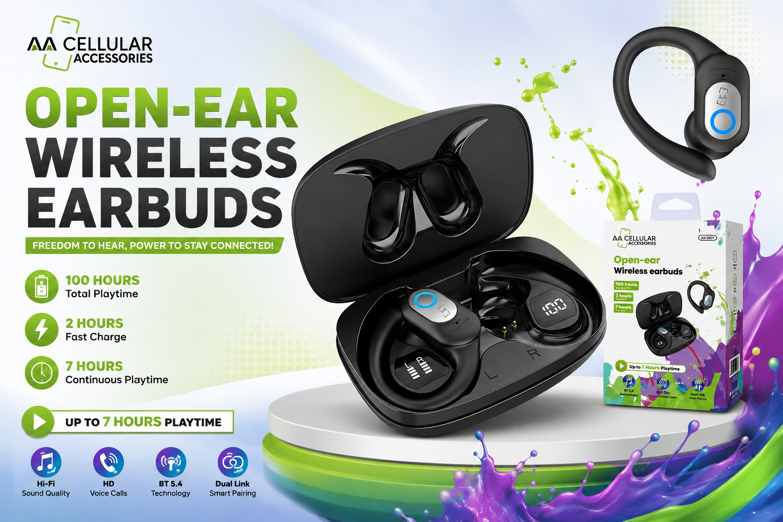Aa Cellular Open-Ear Wireless Earbuds 1CT (B10) product image