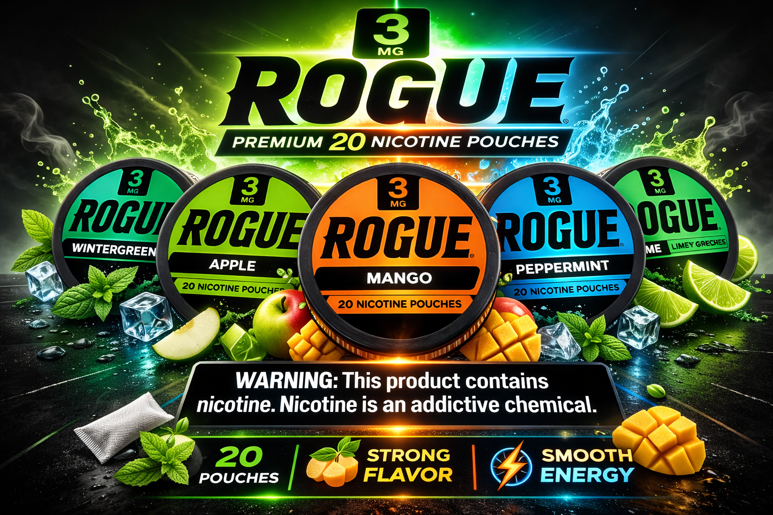 Rogue Nic Pouch 3MG 5CT (C18) Wholesale | Bulk Distributor