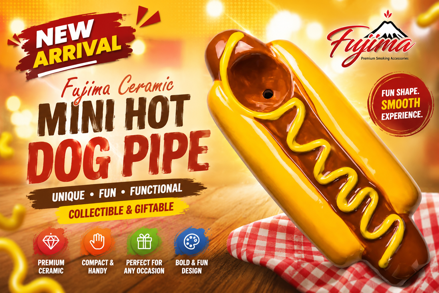 Fujima Ceramic Mini Hot Dog Pipe 1CT (C48) C product image