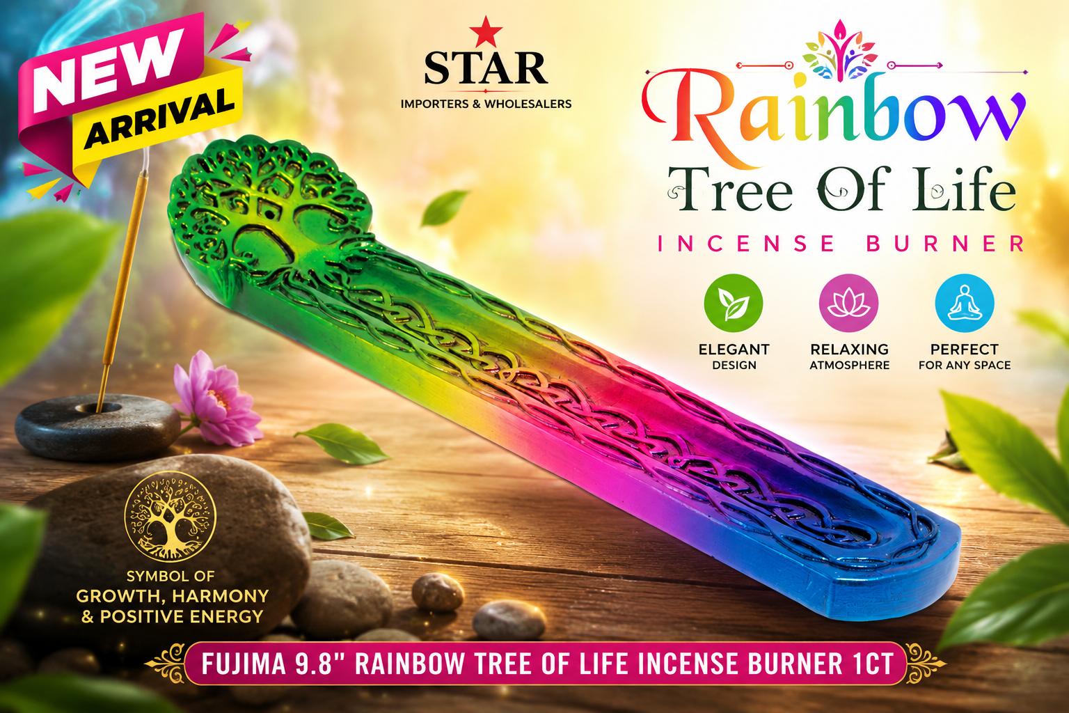 Fujima 9.8" Rainbow Tree Of Life Incense Burner 1CT product image