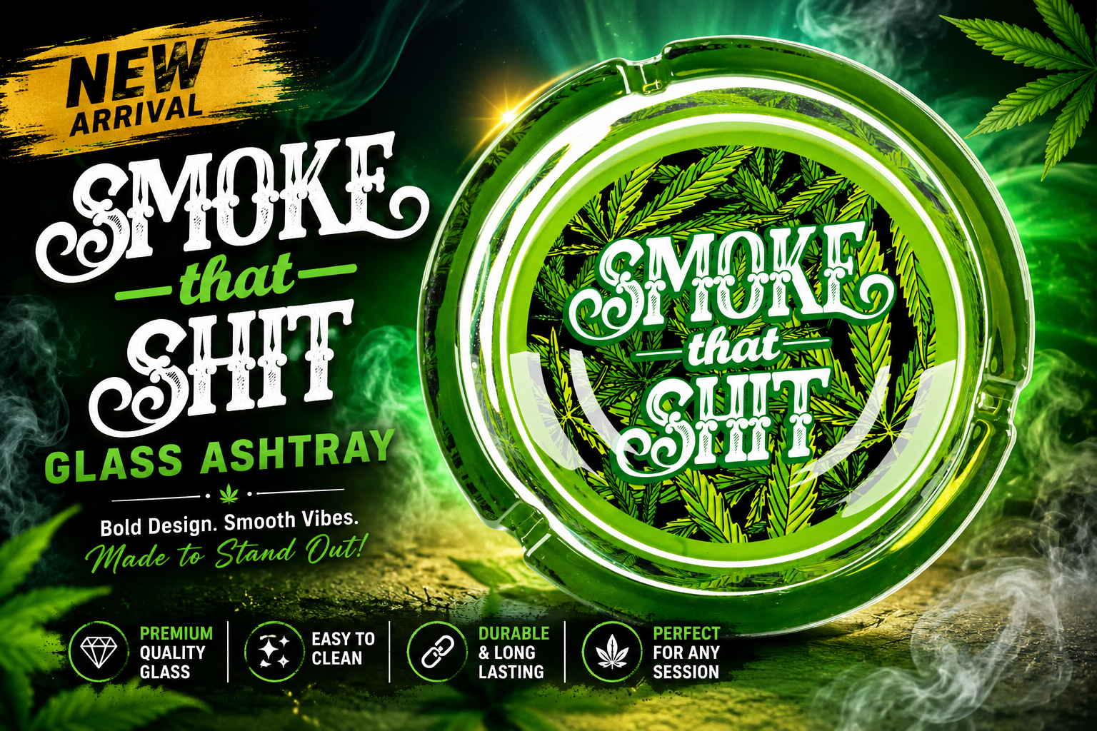 Ashtray Fujima Smoke That Shit GA90 Glass Assorted 1CT (C6) product image