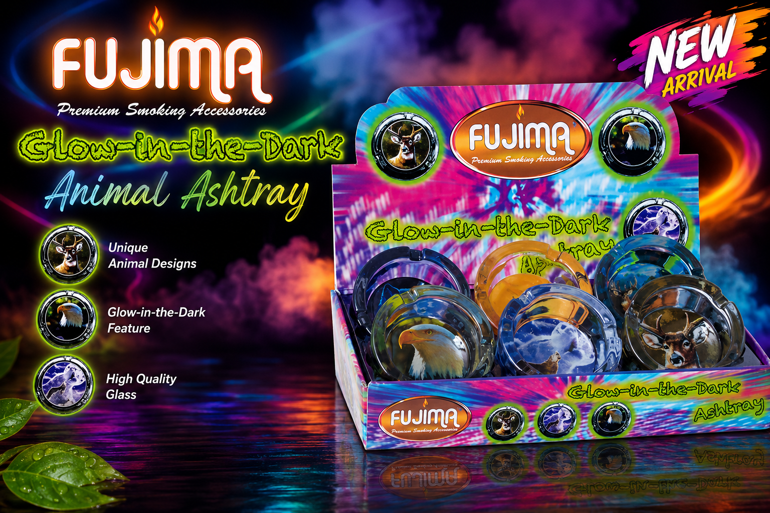 Ashtray 3.5" Fujima Ga10 Glass Animal 6CT (C6) product image