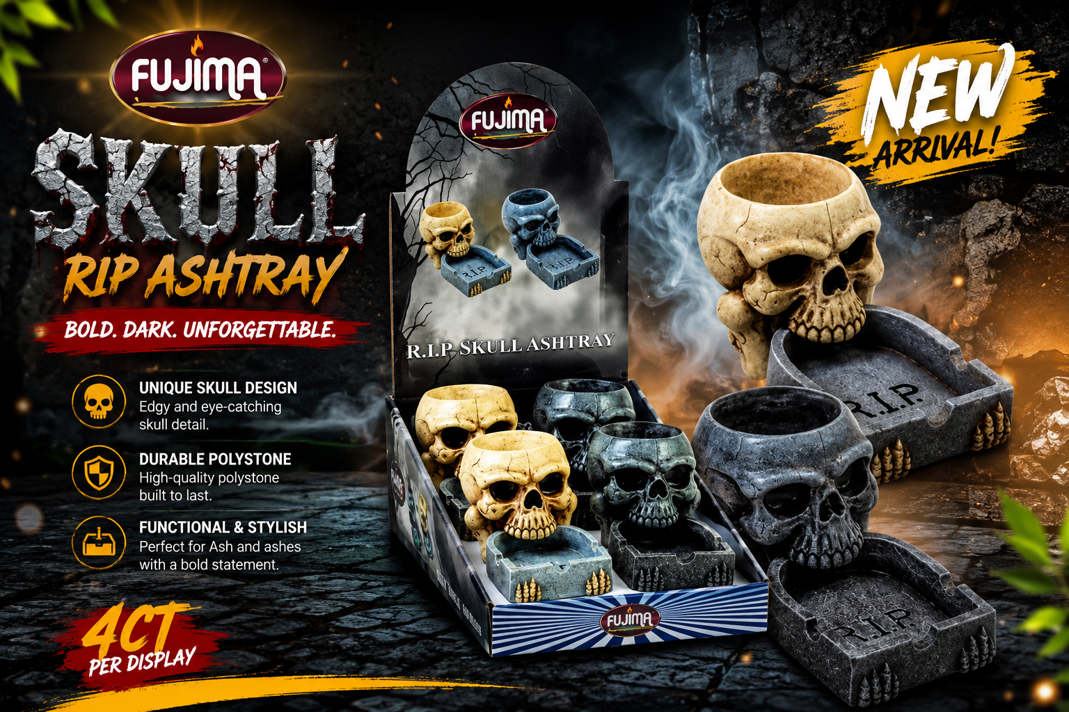 Ashtray Fujima Lt406 Skull Rip Polystone 4CT (C6) product image