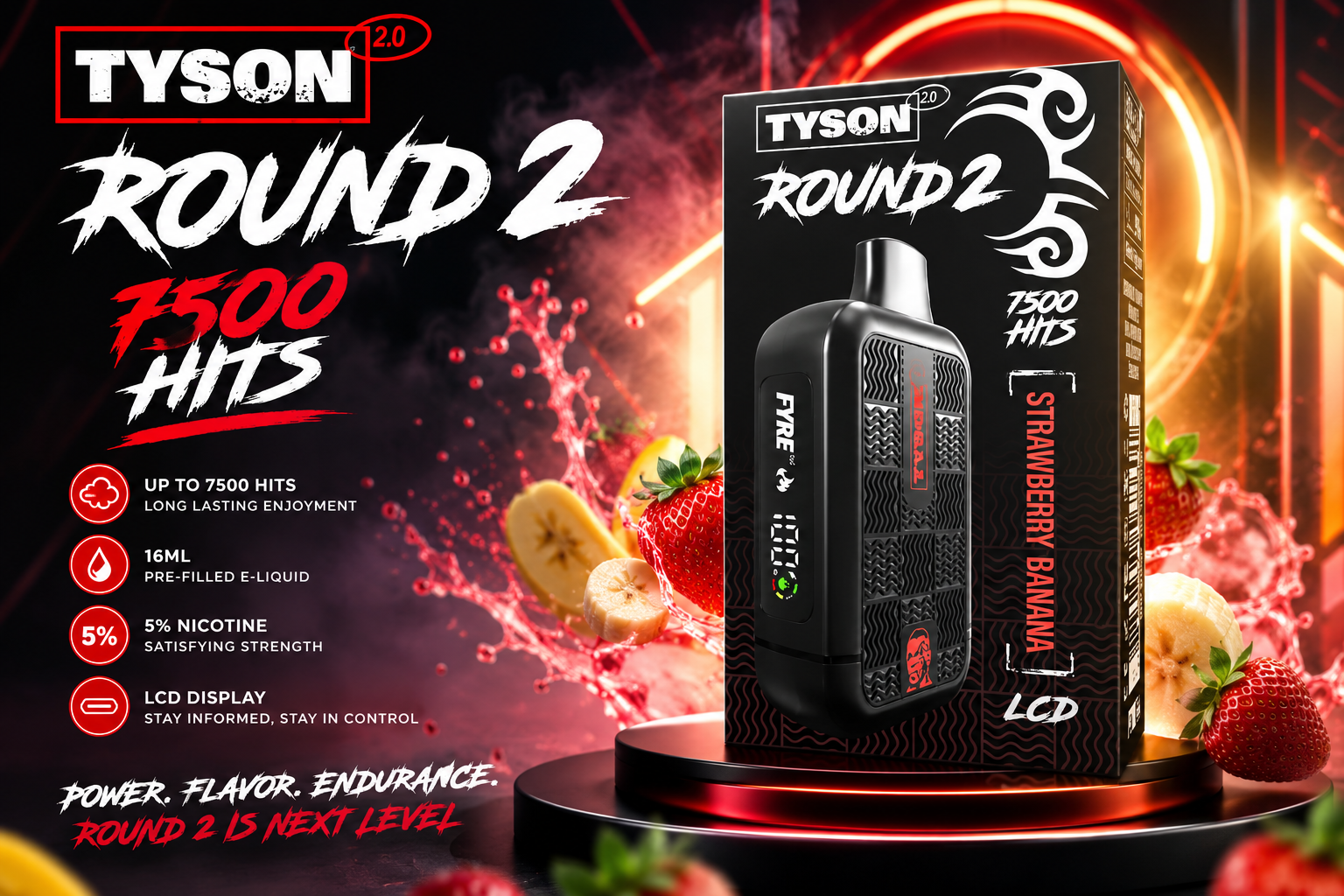 Tyson Disposable 7500 Hits Round 2 16ML 5% 10CT (C20) product image