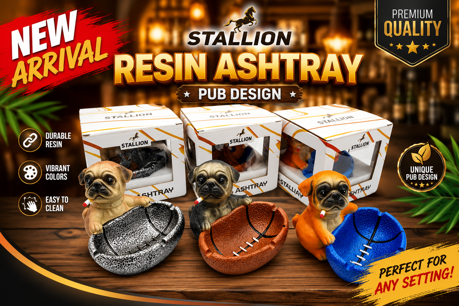 Stallion Resin Ashtray Pub Design (C36) product image