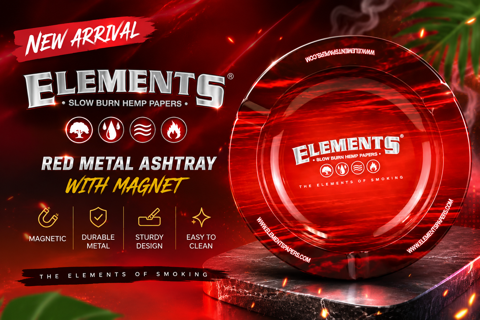 Raw Elements Red Metal Ashtray With Magnet 1Ct (C5) product image