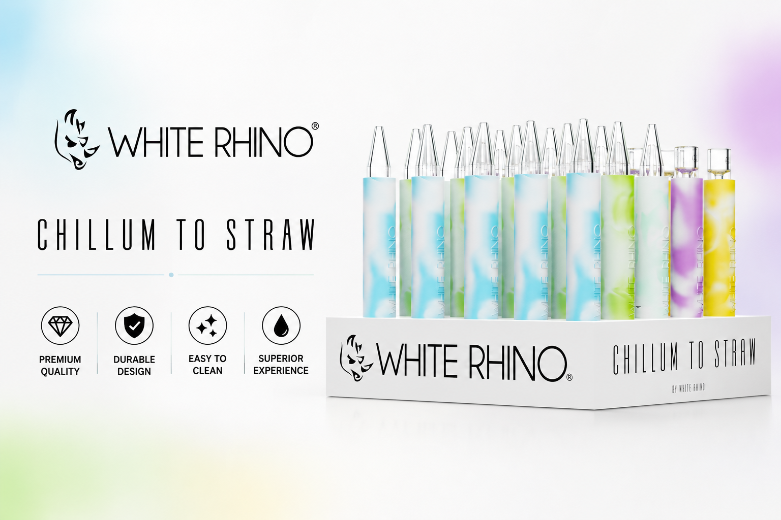 White Rhino Chillum To Straw Glow In Dark Quartz 25CT (C18) product image