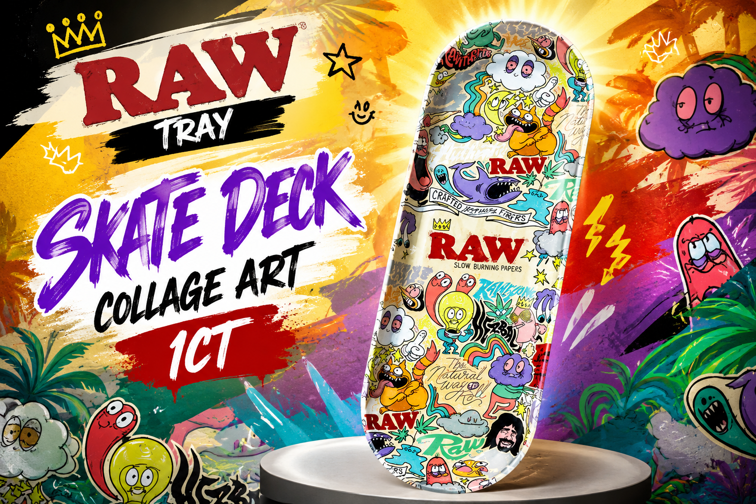 Raw Tray Skate Deck Collage Art 1CT  product image