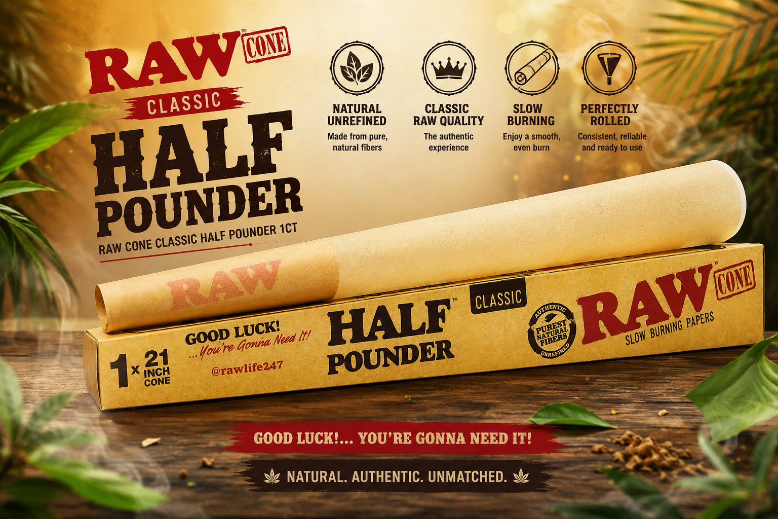 Raw Cone Classic Half Pounder 1CT  product image