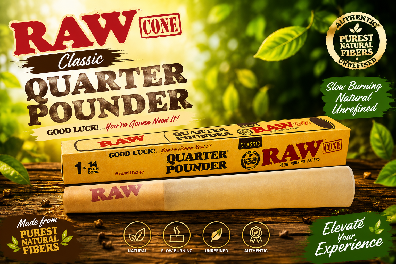 Raw Cone Classic Quarter Pounder 1CT  product image