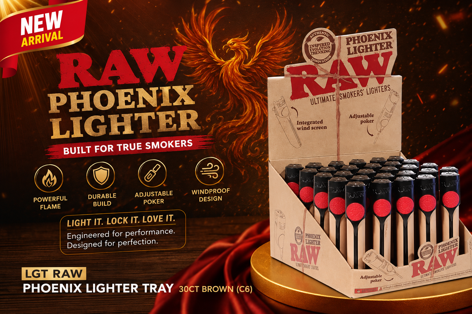 Lgt Raw Phoenix Lighter Tray 30CT Brown (C6) product image