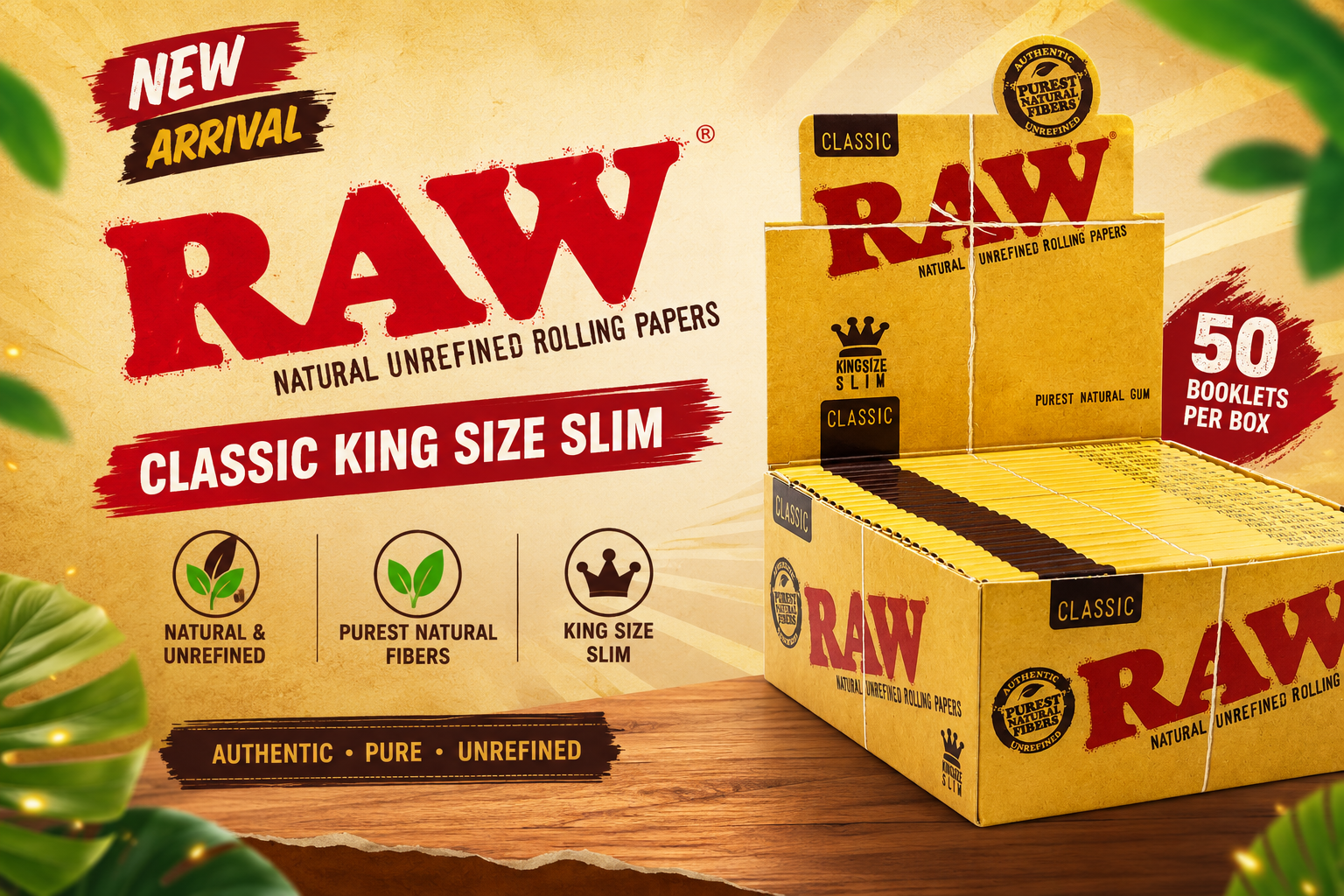 CP Raw Classic King Size Slim Paper 50Ct (C30) product image