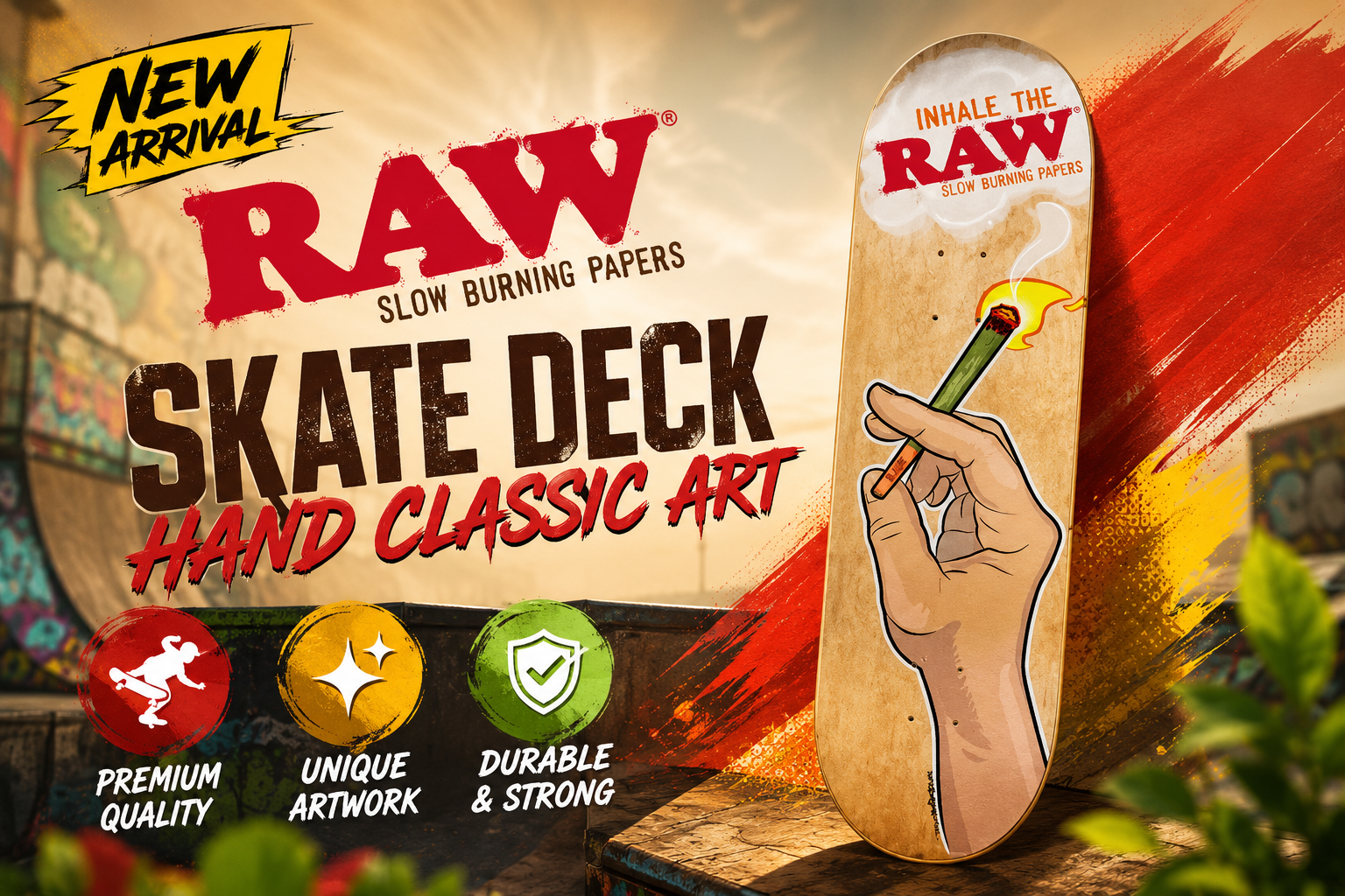 Raw Skate Deck Hand Classic Art 1CT product image