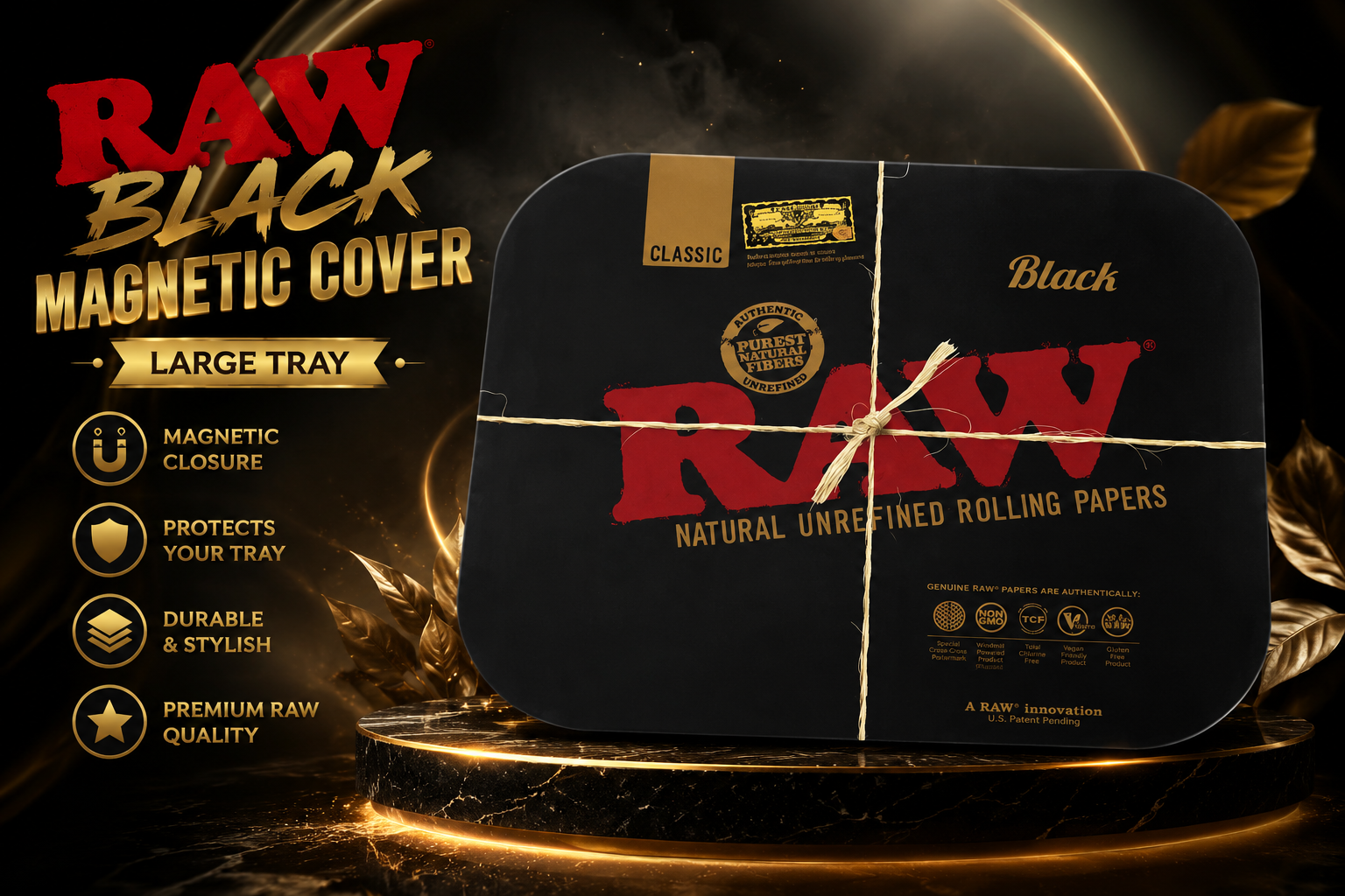 Raw ACC Tray Black Magnetic Cover Large 1Ct (C50) product image