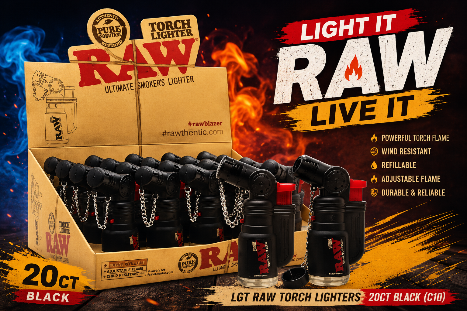 Lgt Raw Torch Lighters 20CT Black (C10) product image