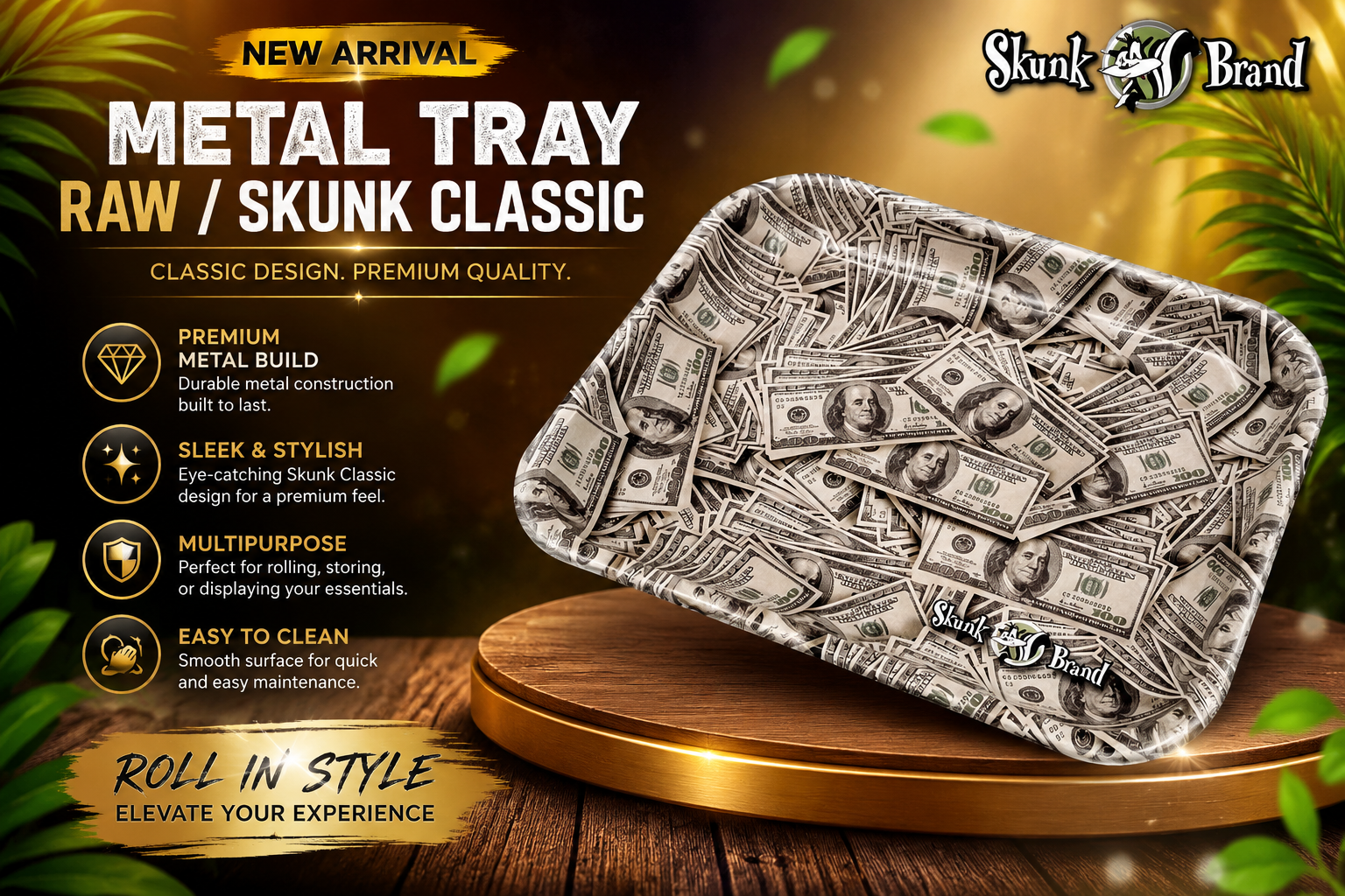 Metal Tray Raw / Skunk Classic 1CT Big /Large (C24) product image
