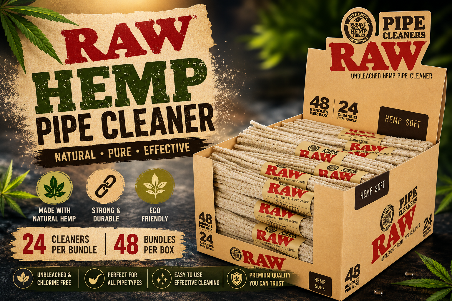 Raw Hemp Pipe Cleaner 24PK 48CT (C24) product image