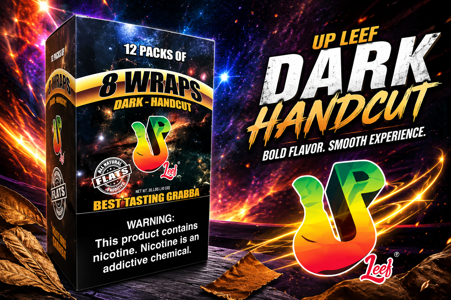 Tob Up Leef Dark Handcut 8 Wraps/PK 12CT  (C144) product image