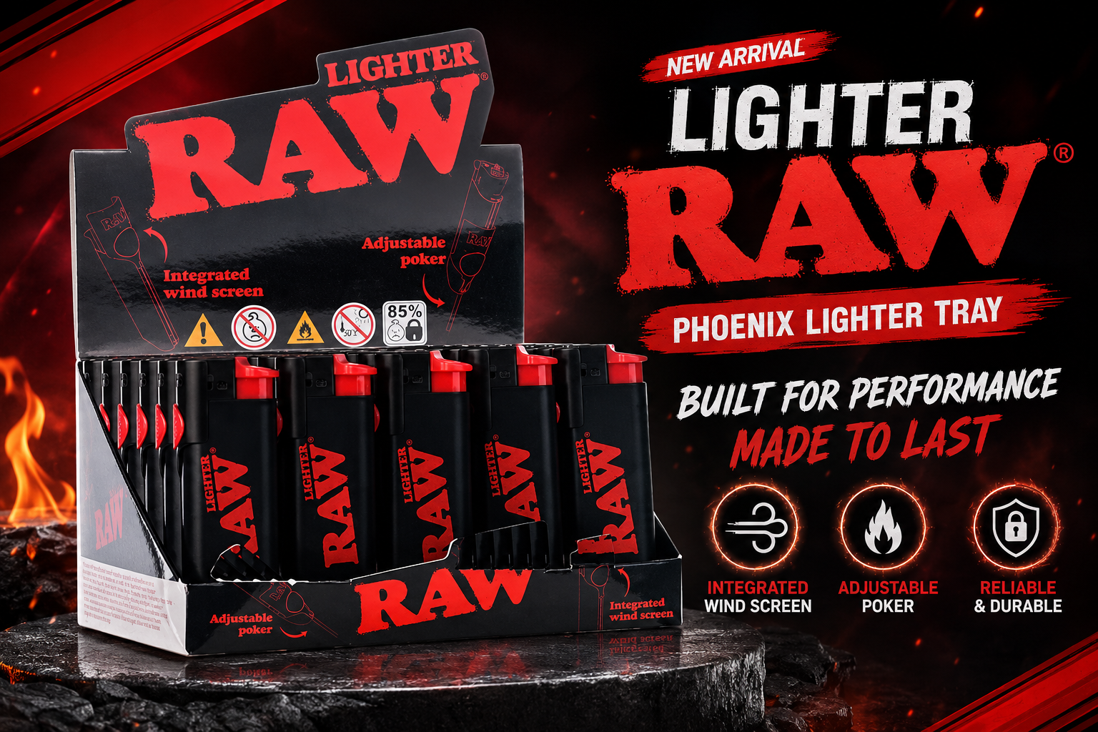 Lgt Raw Phoenix Lighter Tray 30CT Black (C10) product image