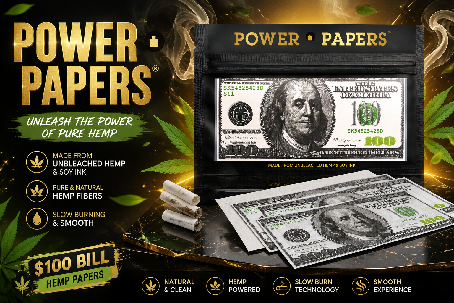 CP Power Papers Unbleached 12CT/Box Hemp & Soy Ink $100 Bill (C60) product image