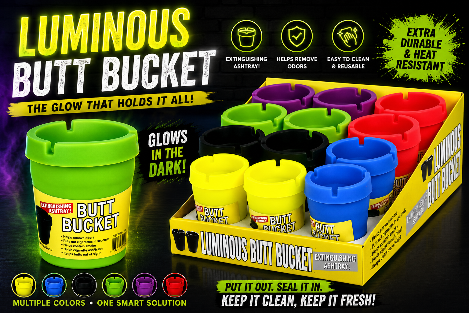 Next Butt Bucket Ashtray Mixed Color 12CT (C8) product image