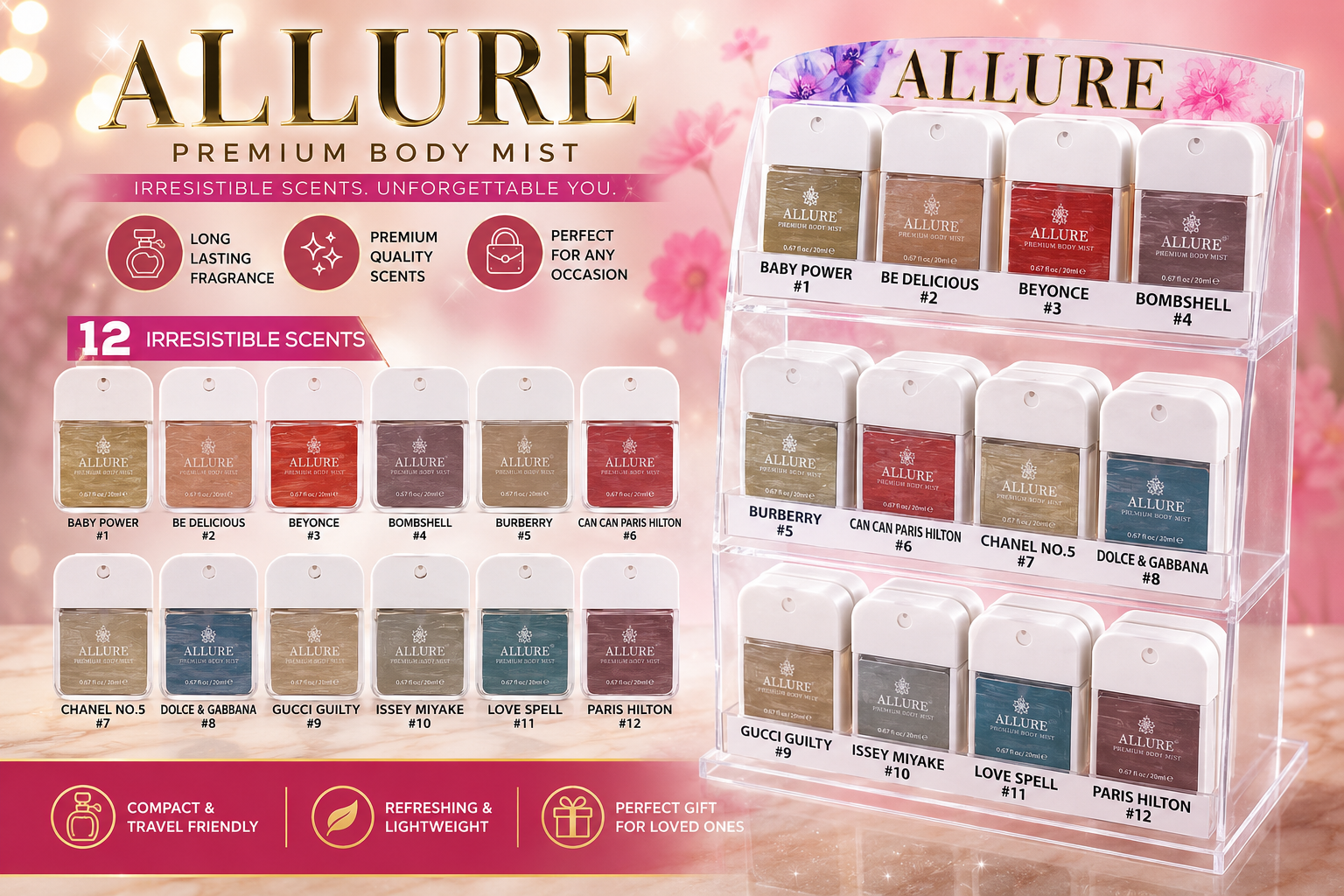 Allure Fragrance Body Mist Display 72CT  product image