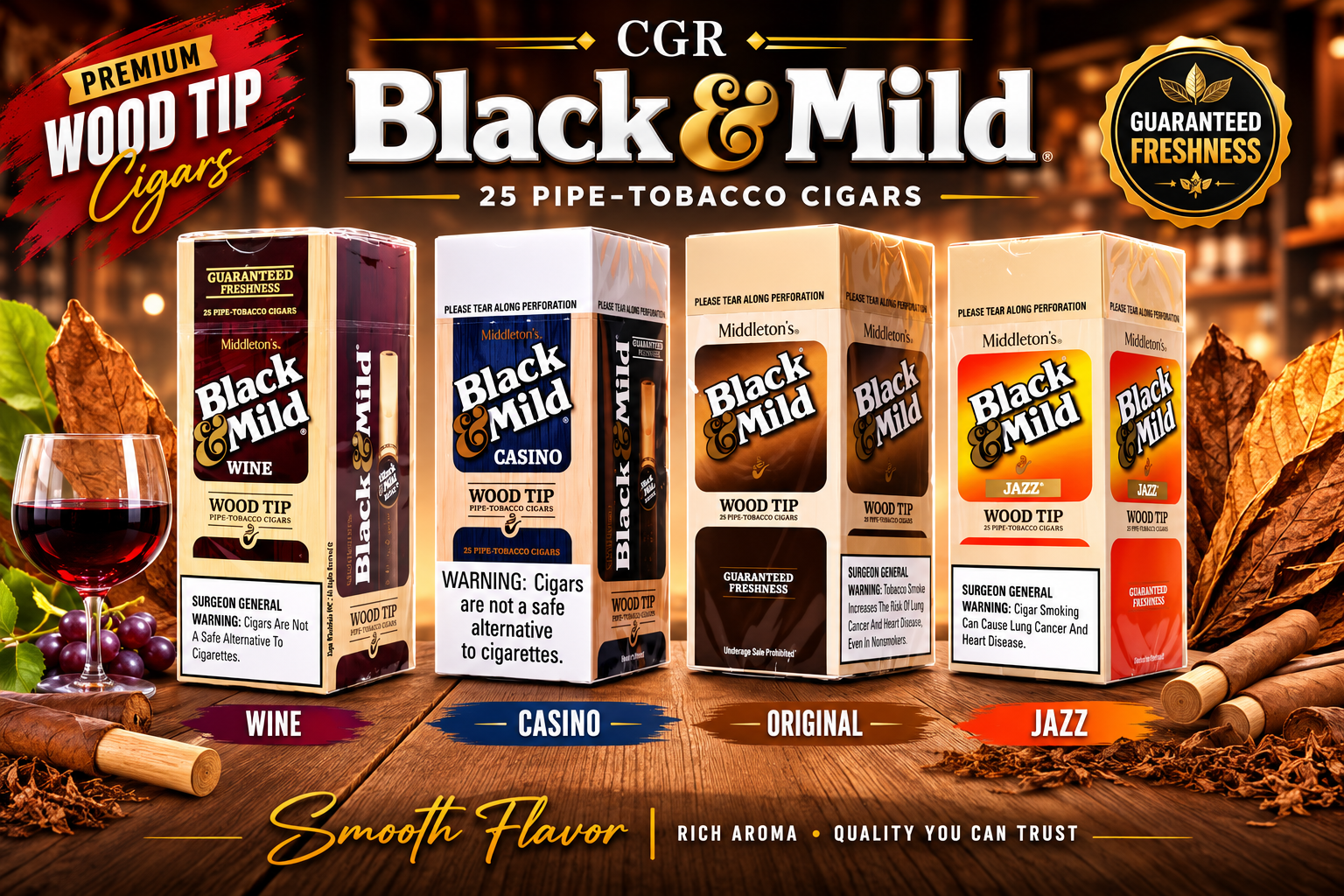 CGR Black N Mild 25CT Wood Tip (C30) product image