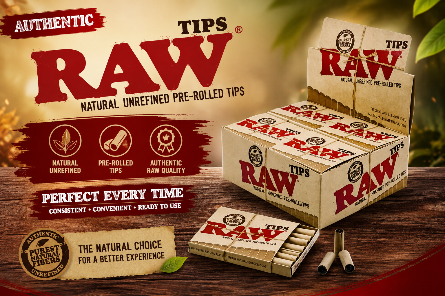 CP Raw Unbleached 21pk Pre-Rolled Tips 20bx (C20) product image