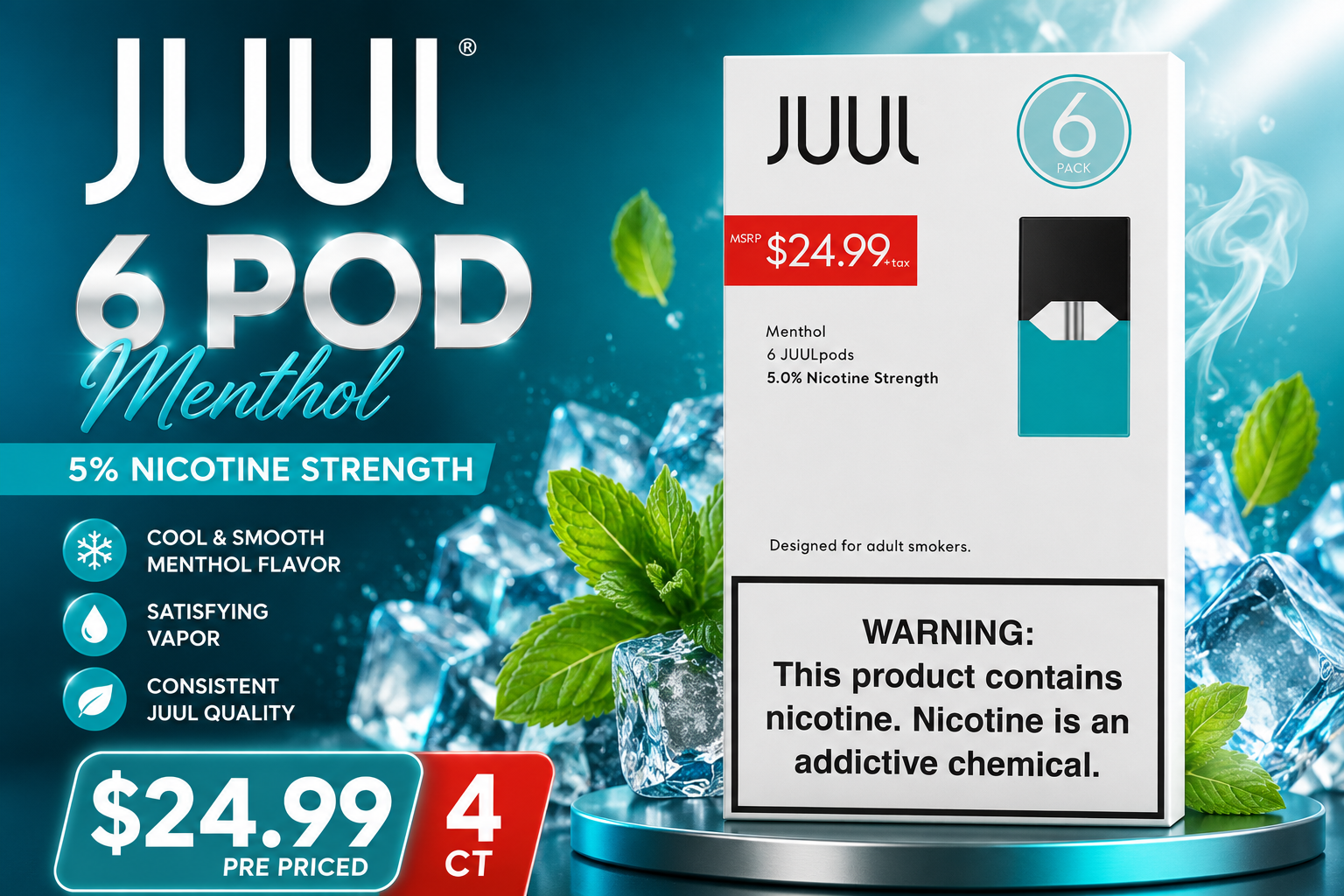 * ML Juul 6 Pod 5% Menthol 4CT $24.99 Pre Priced product image