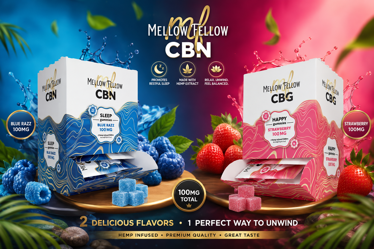 Mellow Fellow CBN Gummies 100MG 2/PK 30CT (C6) product image
