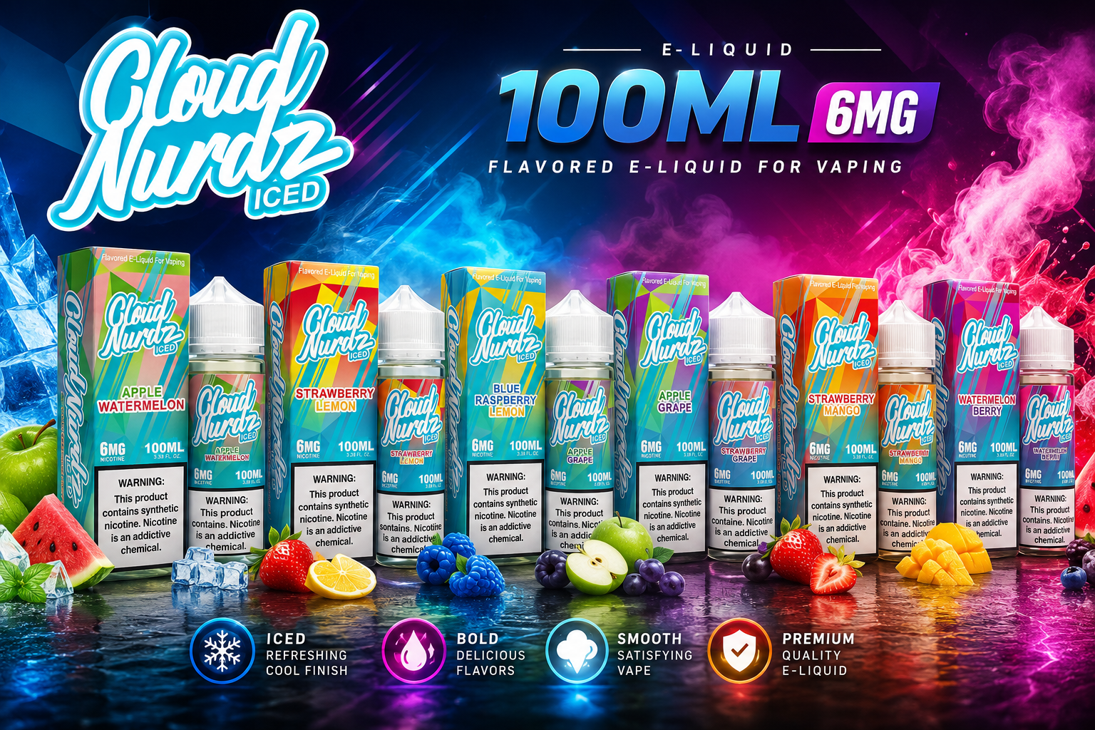 E-Liq Cloud Nurdz Iced 100 ML 6MG product image