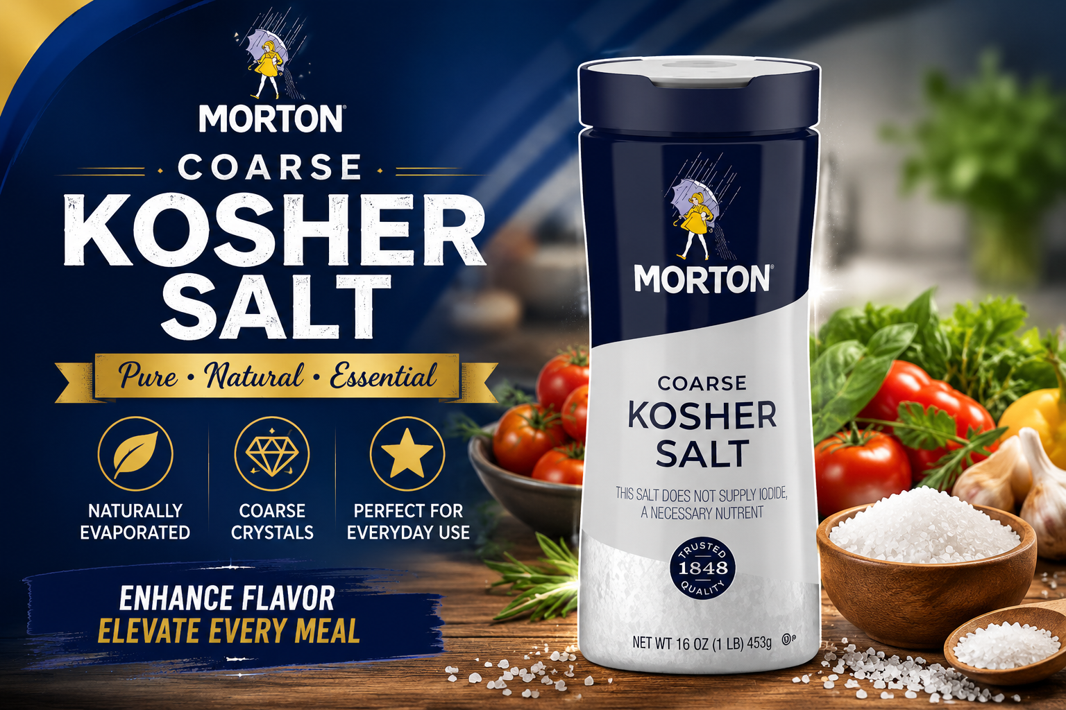 Morton Kosher Salt 1LB 1CT (C24) product image