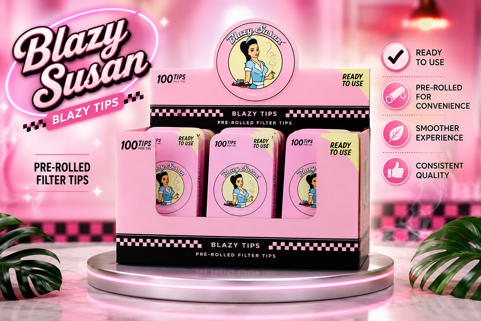 CP Blazy Susan Pre Rolled Filter Tips 100/PK 12CT Box (C18) product image